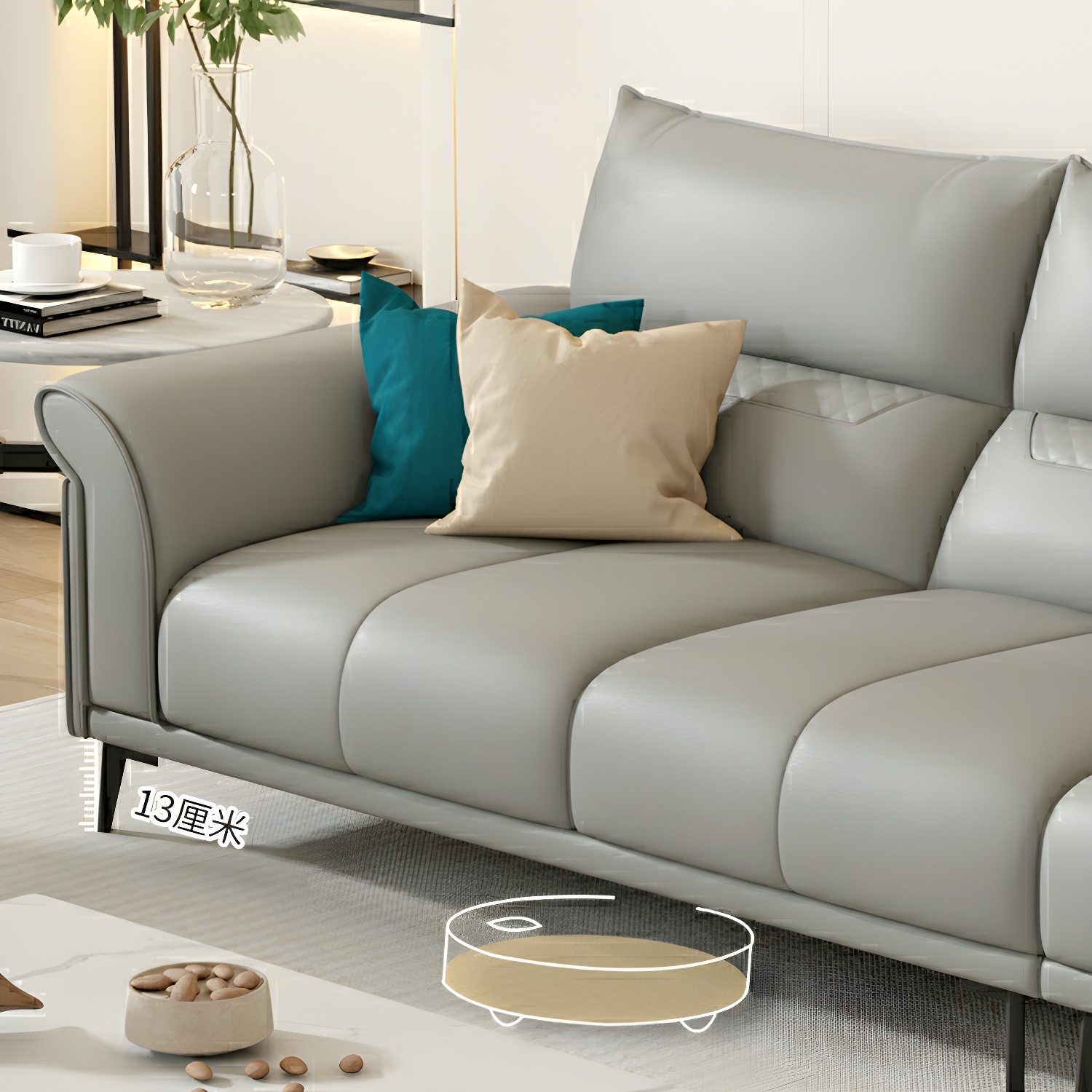 Gray Leather Sectional Sofa | Ormau - image 6