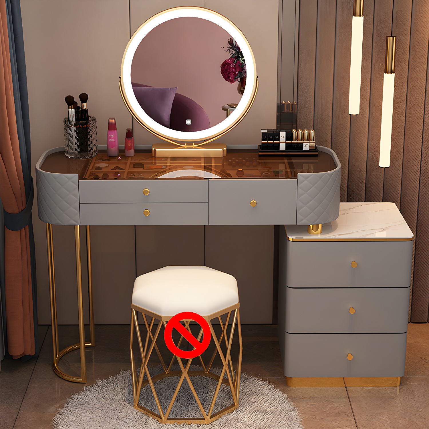Lighted Vanity Table Set | Ormau - image 28