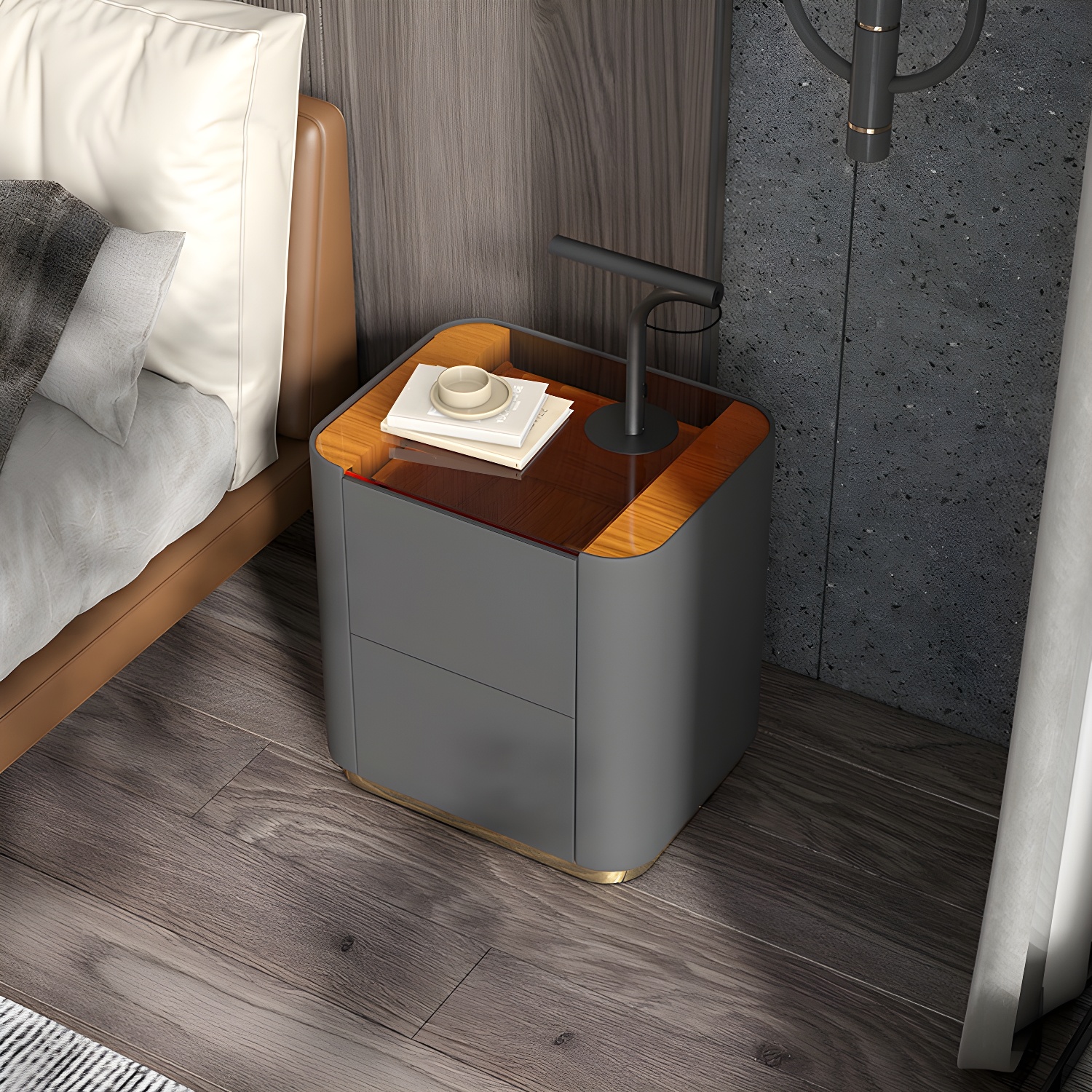 Modern Glass-Top Nightstand | Ormau - image 4