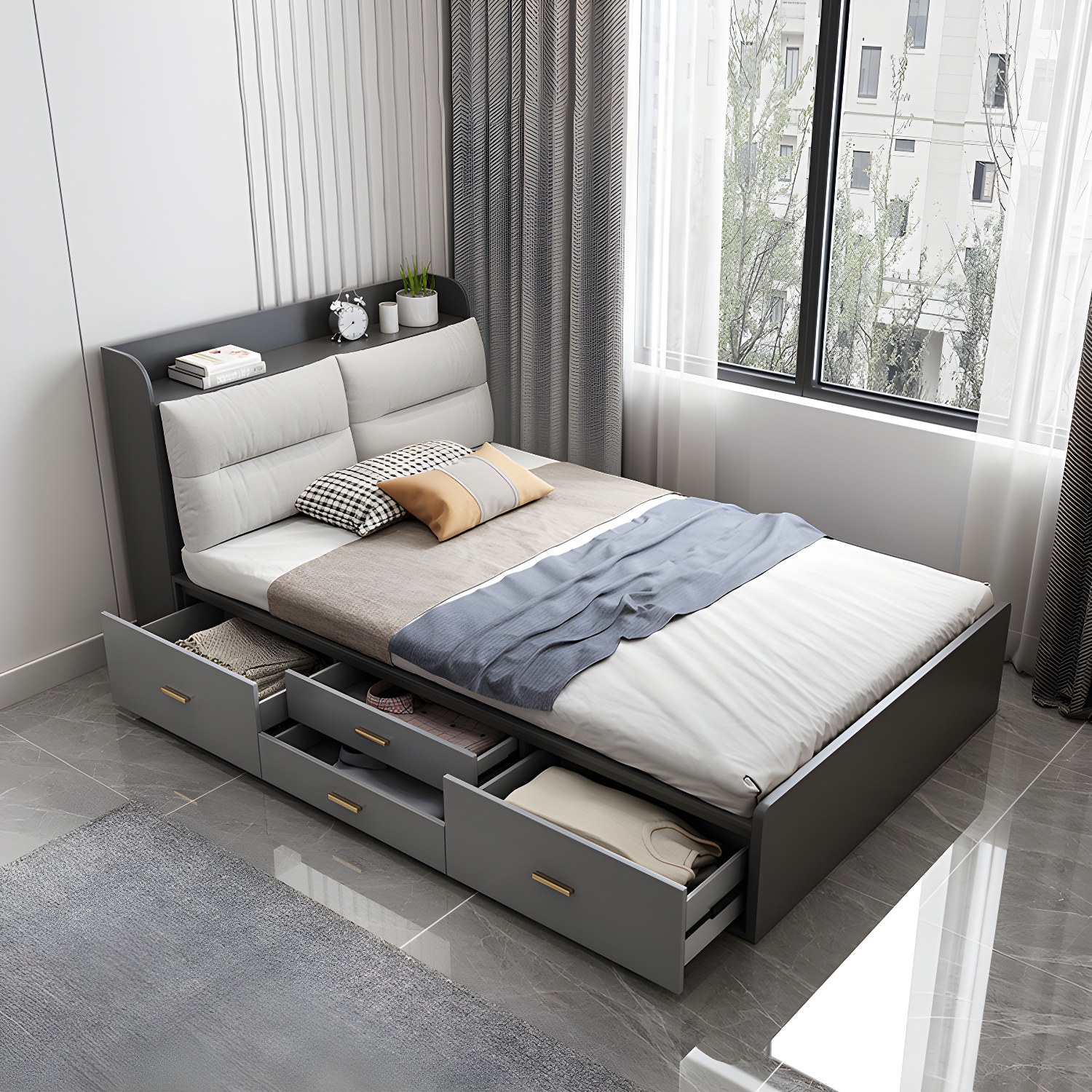 Upholstered Low Profile Bed | Ormau - image 11