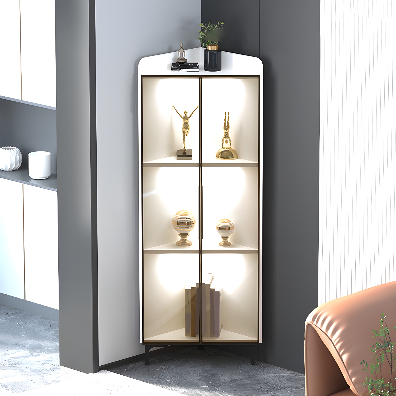 Scandinavian Corner Cabinet with Glass Doors | Ormau - image 22