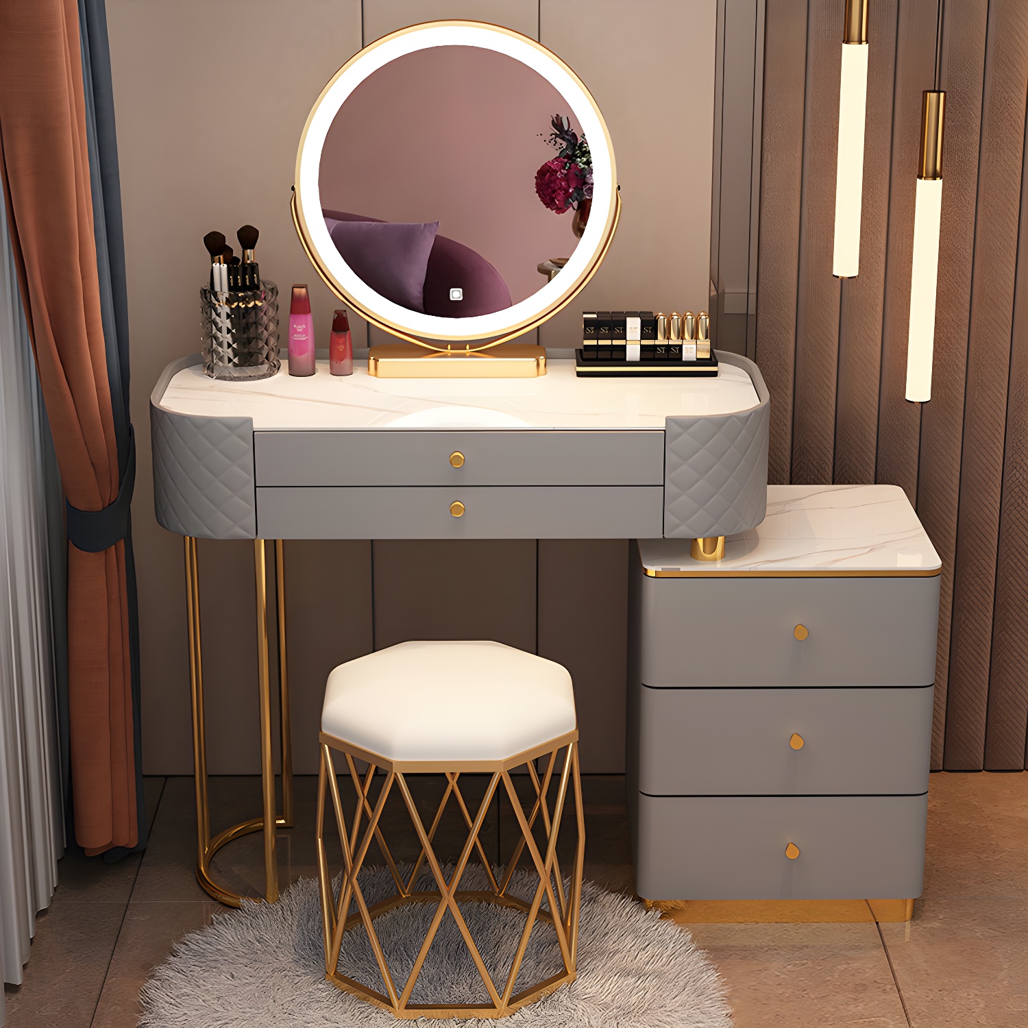 Lighted Vanity Table Set | Ormau - image 3