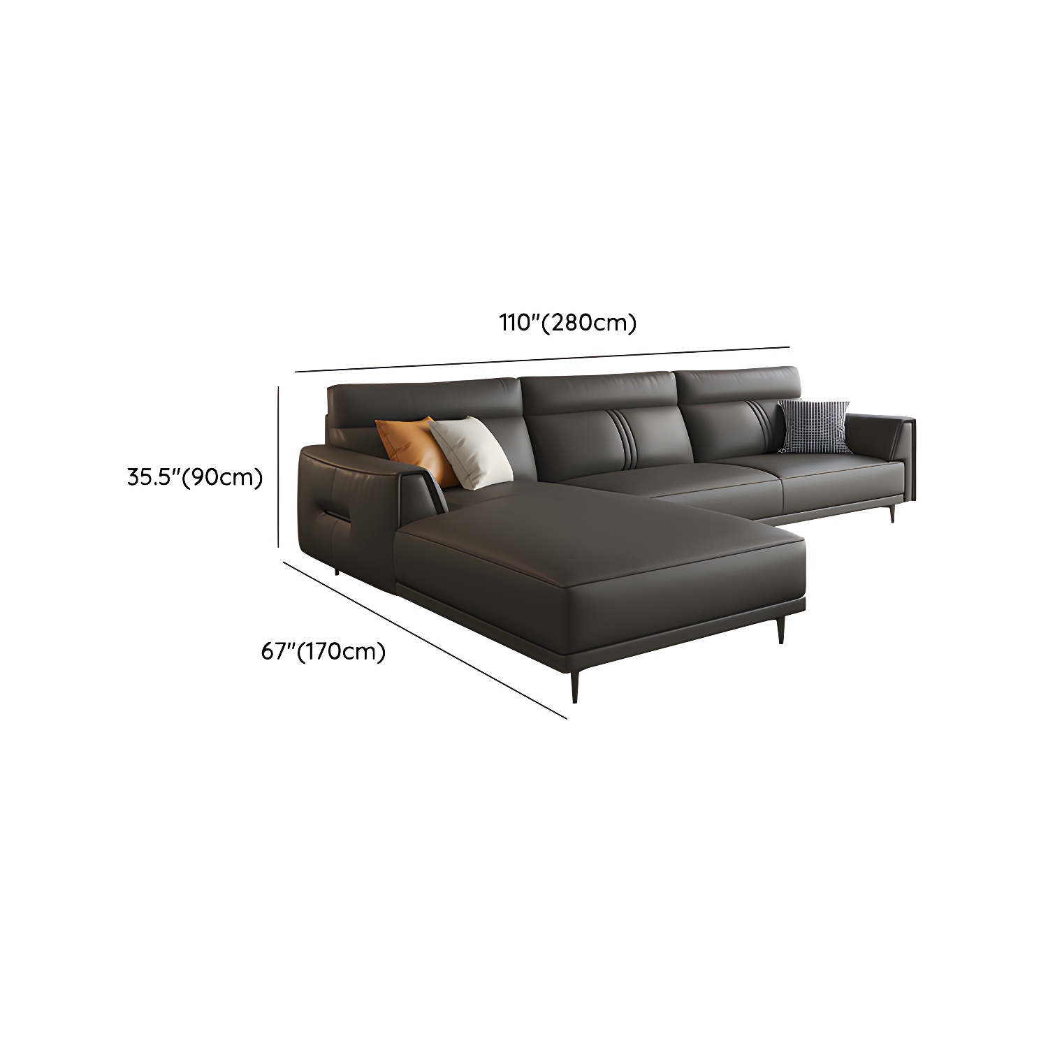 Leather Flared-Arm Sectional Sofa | Ormau - image 19
