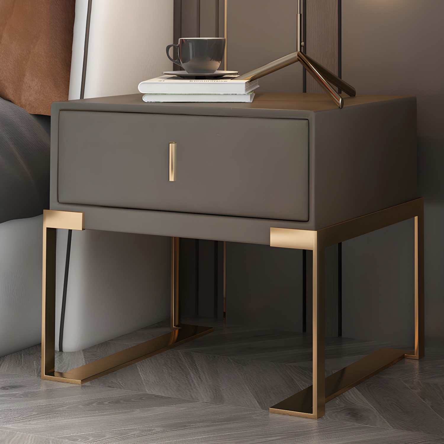 Faux Leather Nightstand | Ormau - image 7