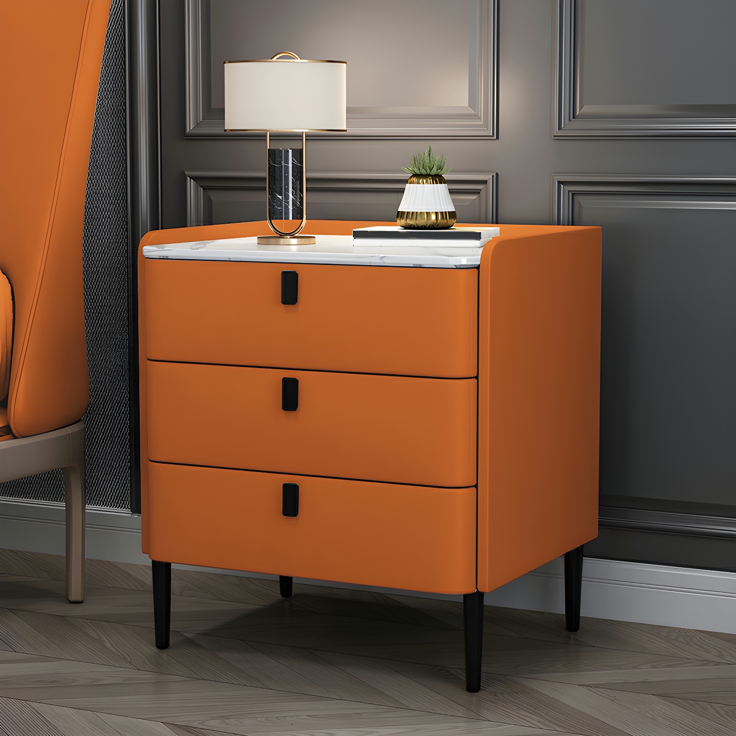 Glam Nightstand with Stone Top | Ormau - image 15