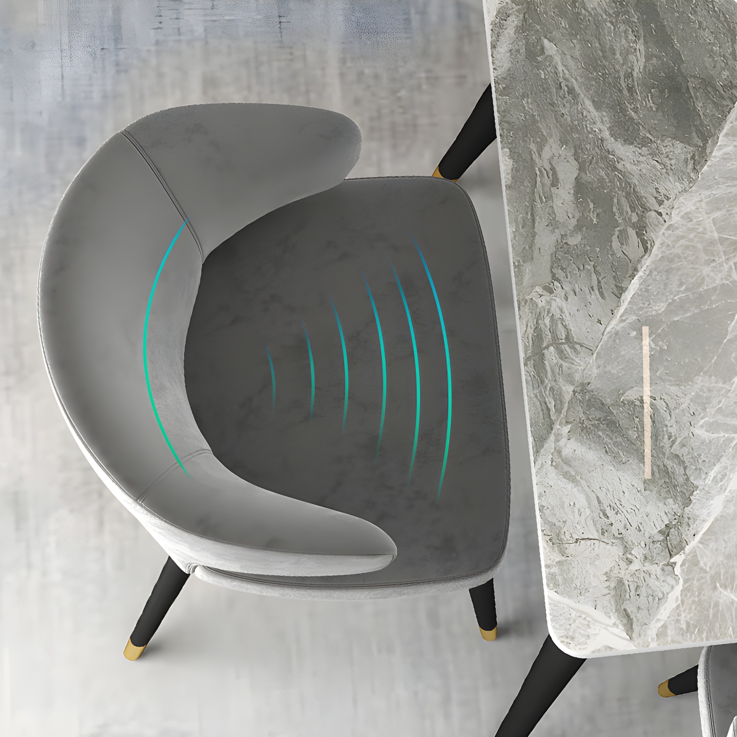 Glam Gray Dining Set | Ormau - image 8