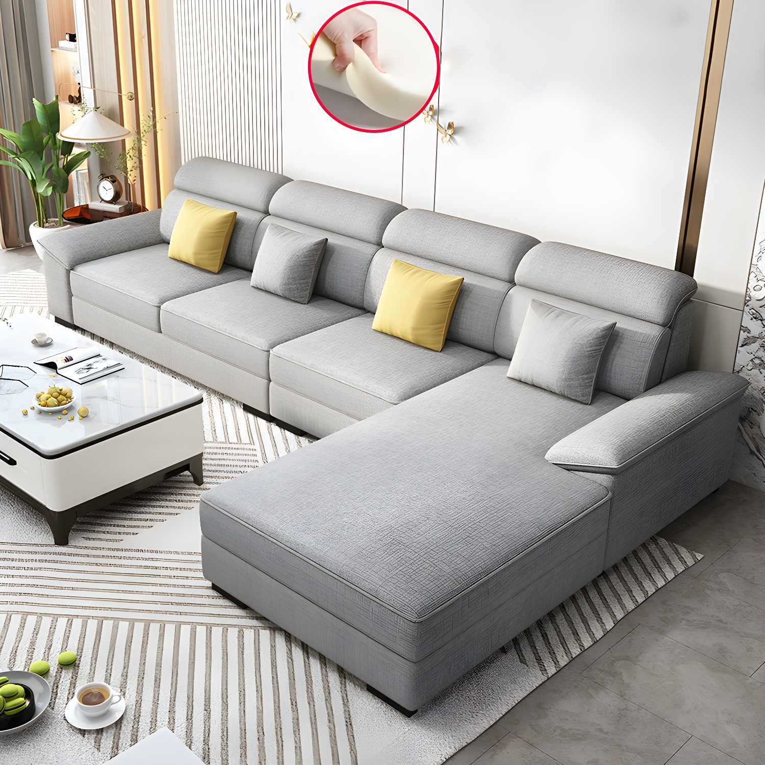 Modern L-Shape Sectional Sofa | Ormau - image 21