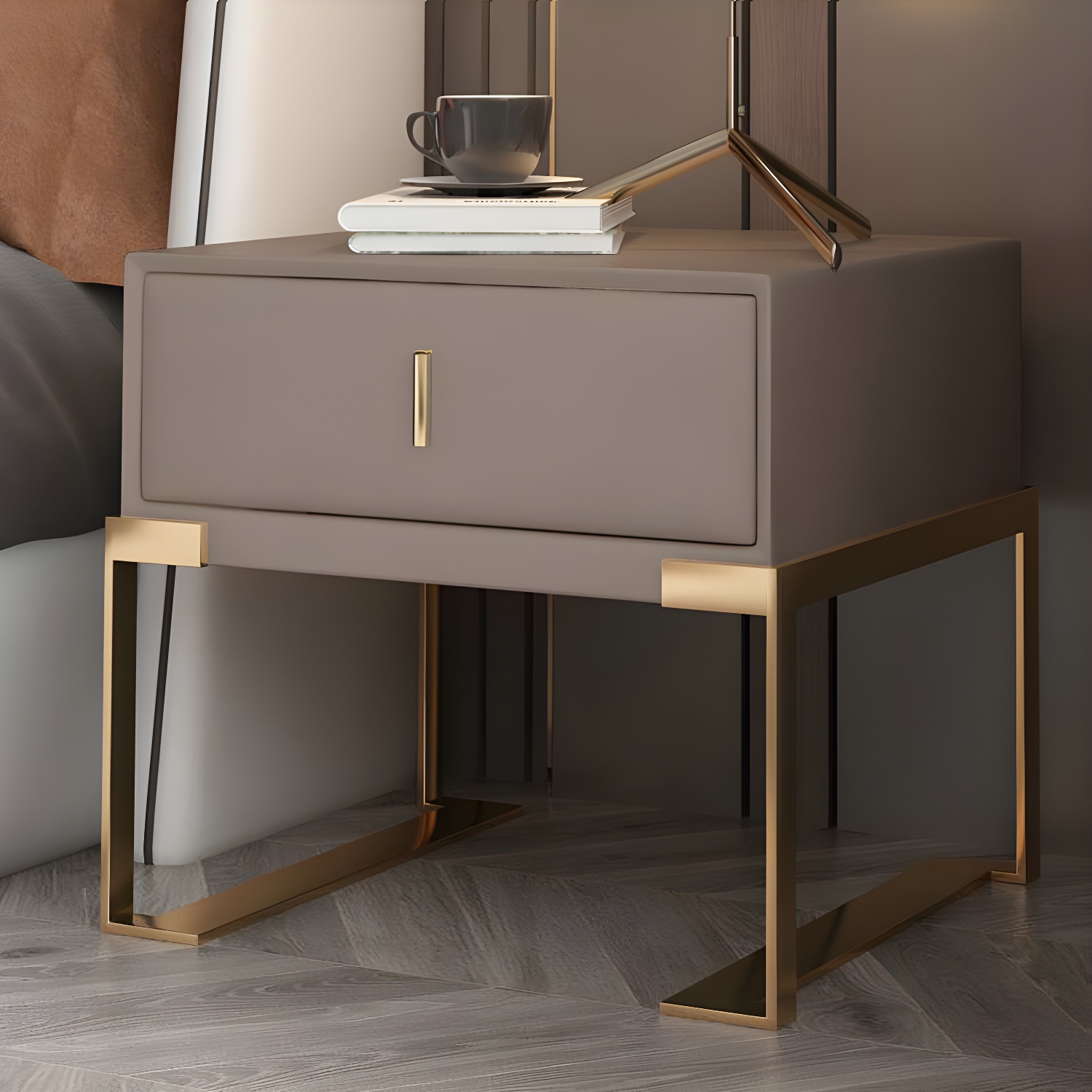 Leather Nightstand with Metal Legs | Ormau - image 20
