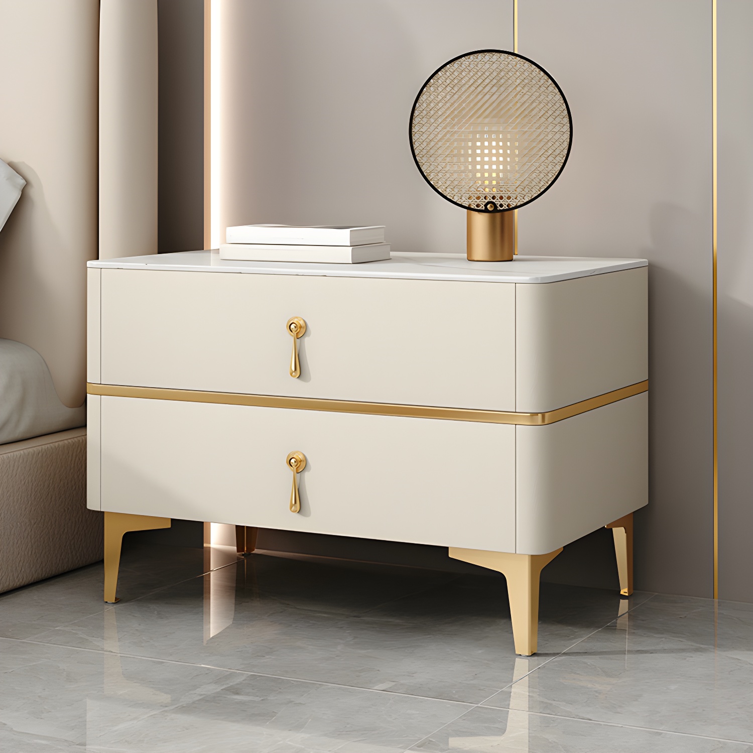 Glam Sintered Stone Nightstand | Ormau - image 7