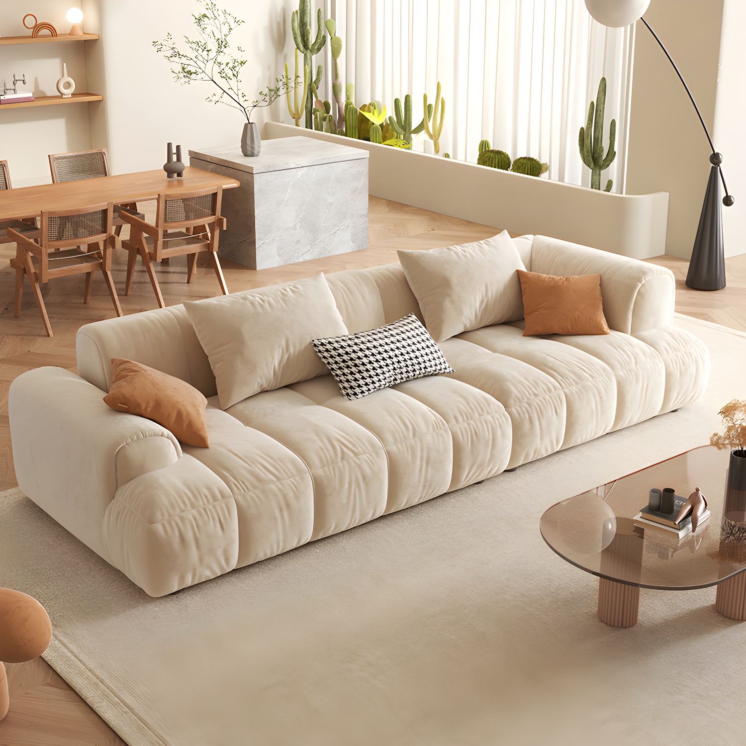 Velvet Round Arm Sectional Sofa | Ormau - image 5