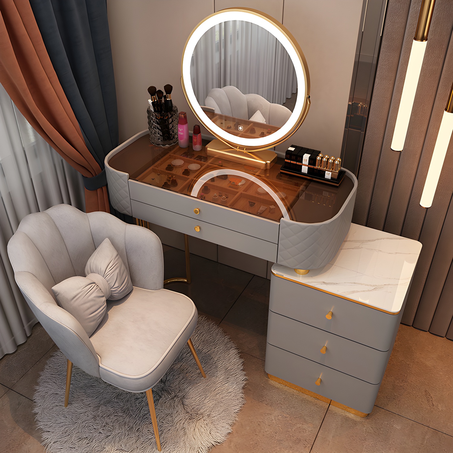 Lighted Vanity Table Set | Ormau - image 32