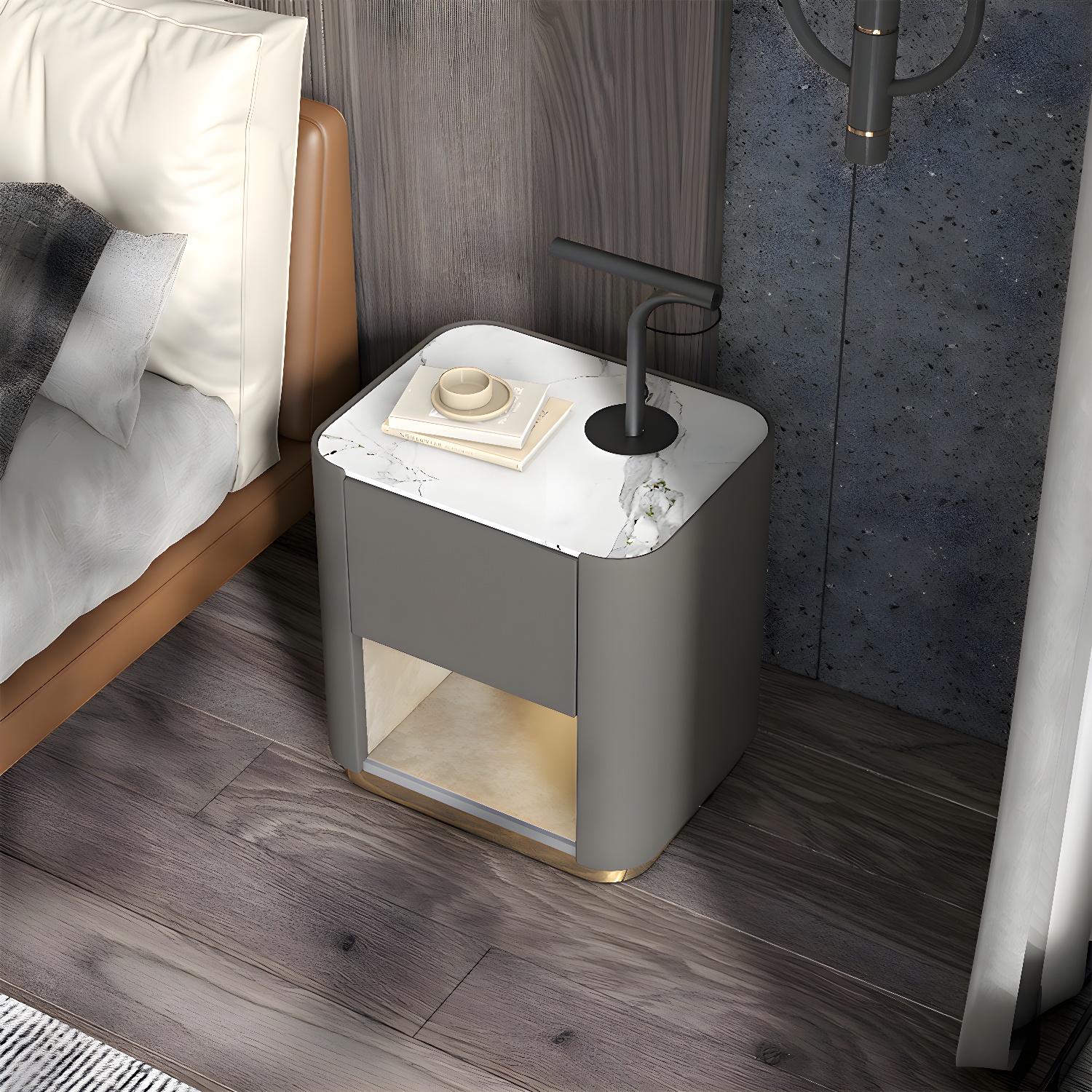 Modern Stone & Wood Nightstand | Ormau - image 25