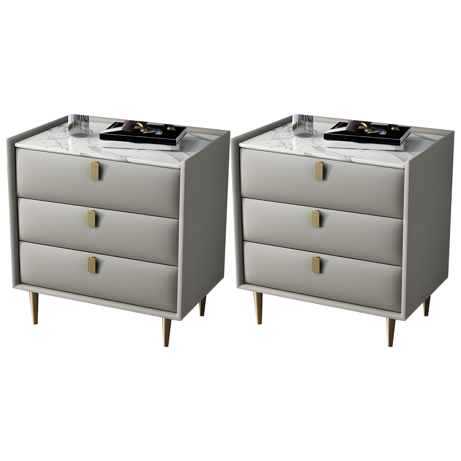 Modern Faux Leather Nightstand | Ormau - image 23