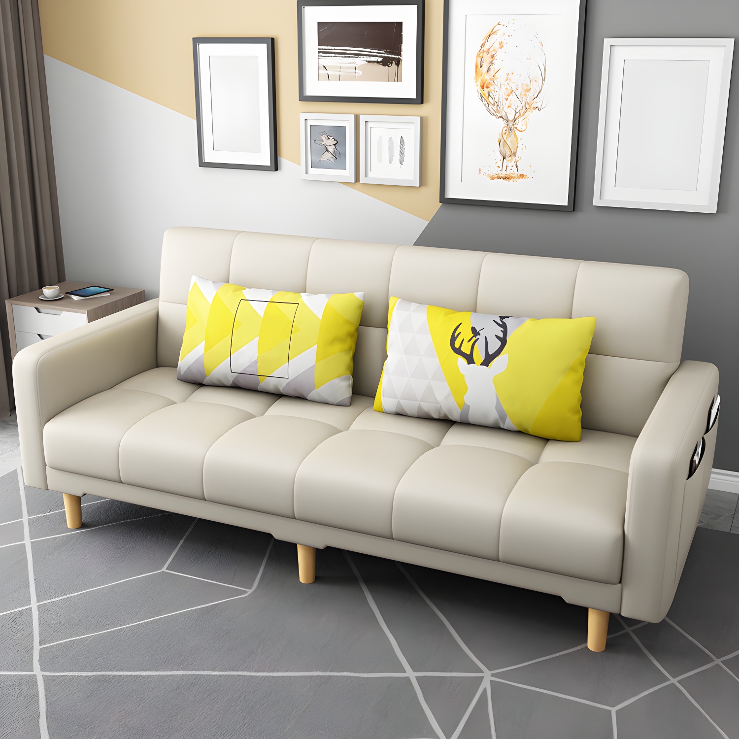 Square Arm Modern Storage Sofa with Biscuit Back Convertible Sofa for Living Room - image 14