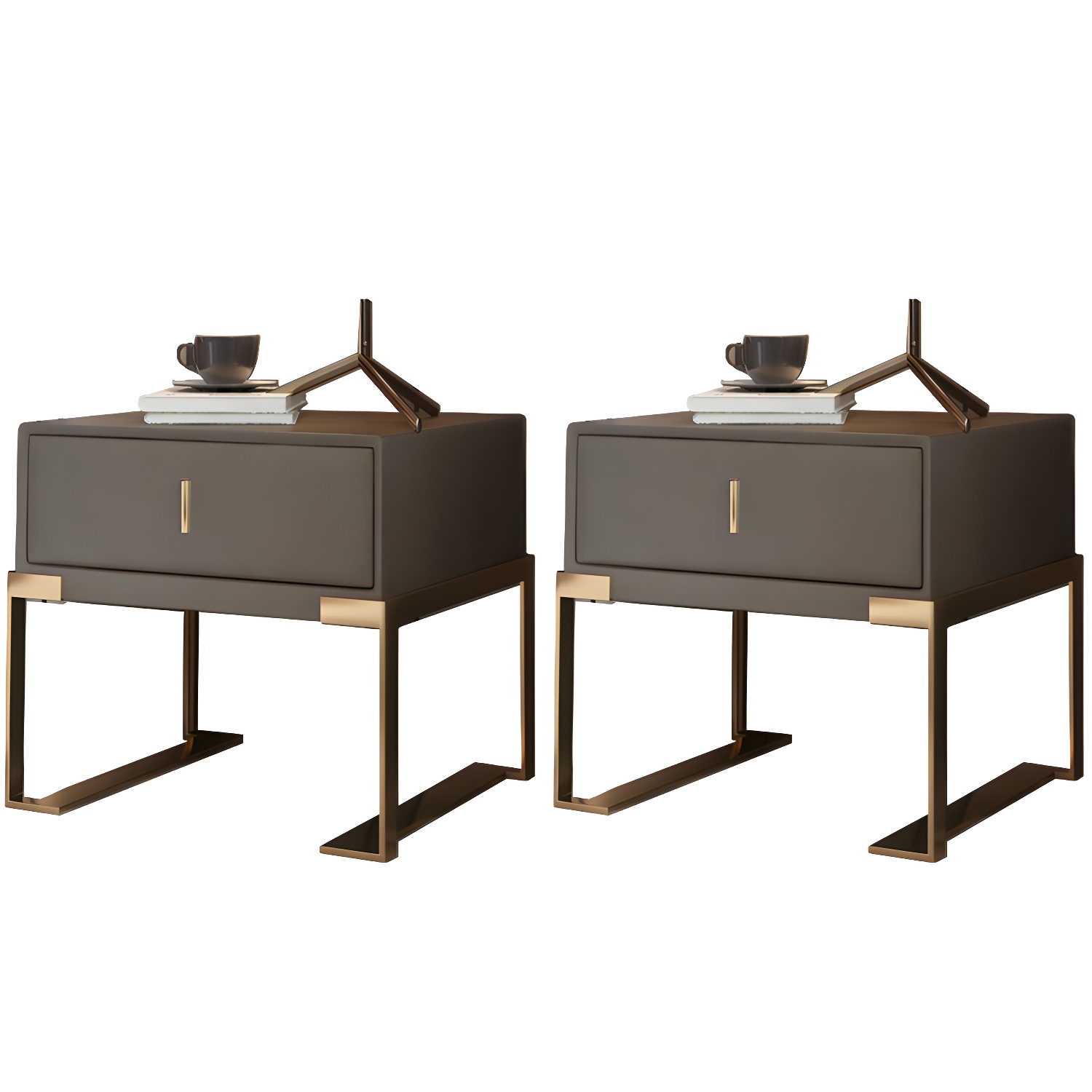 Leather Nightstand with Metal Legs | Ormau - image 31