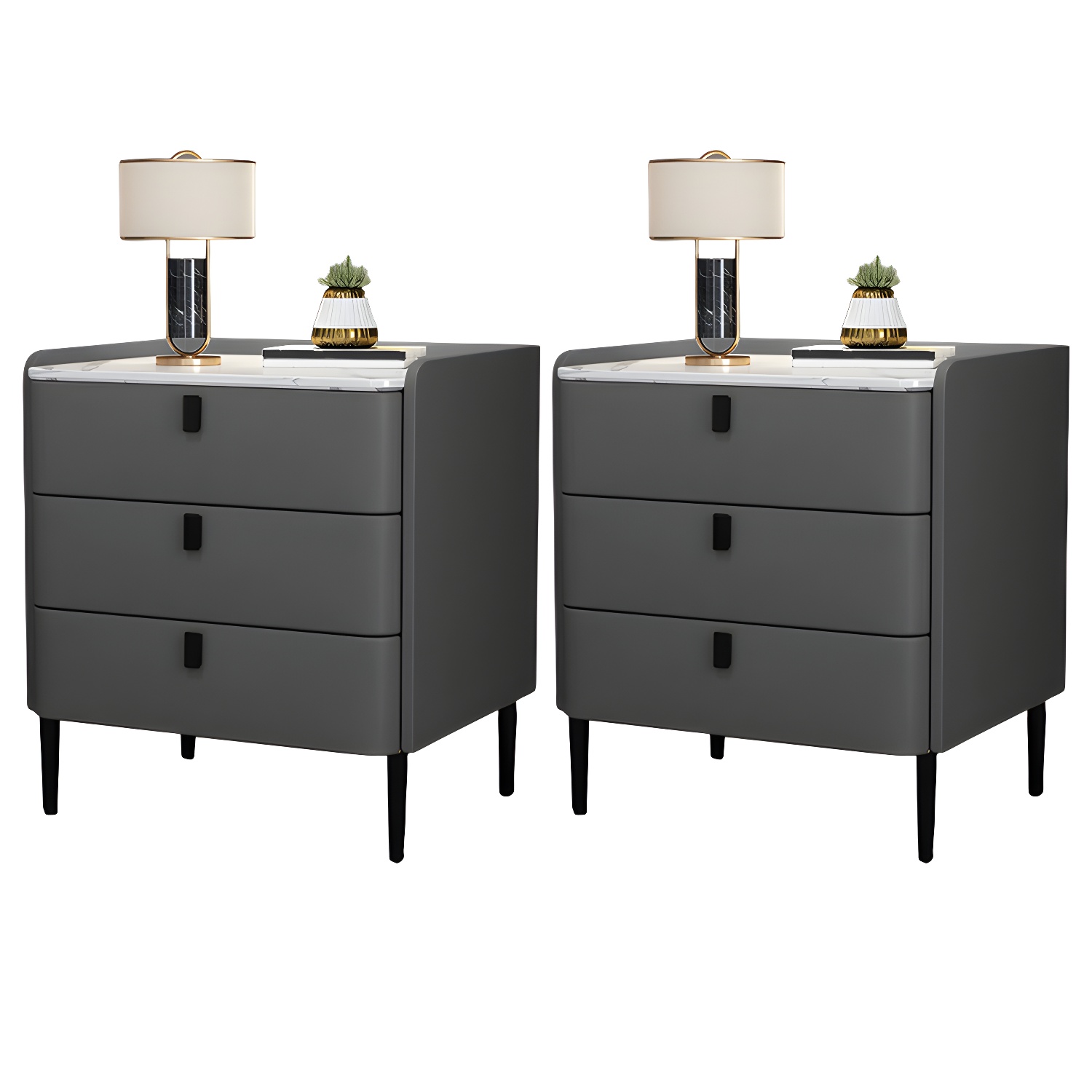 Glam Nightstand with Stone Top | Ormau - image 37
