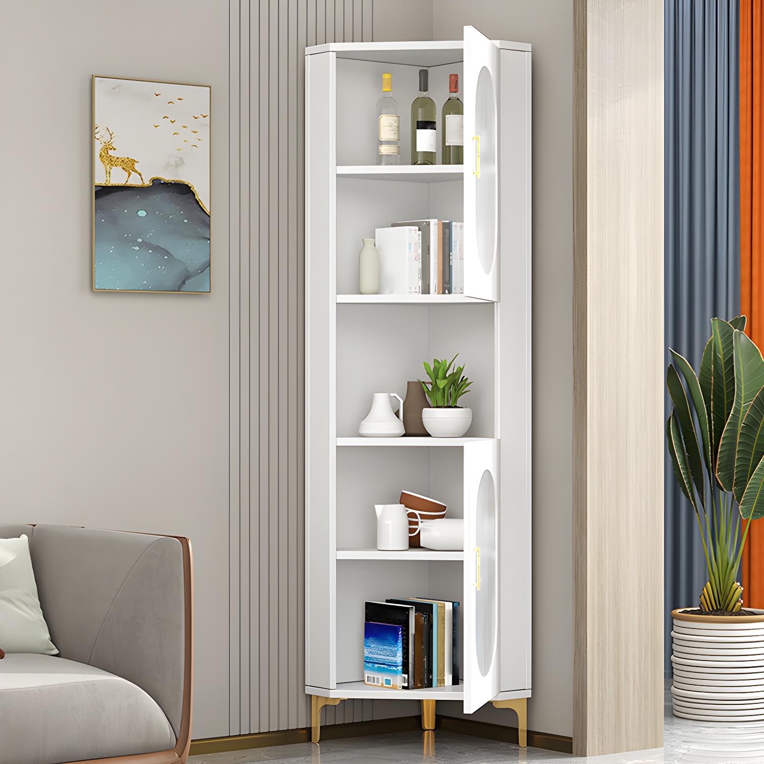 Corner Accent Cabinet with Glass Doors | Ormau - image 3