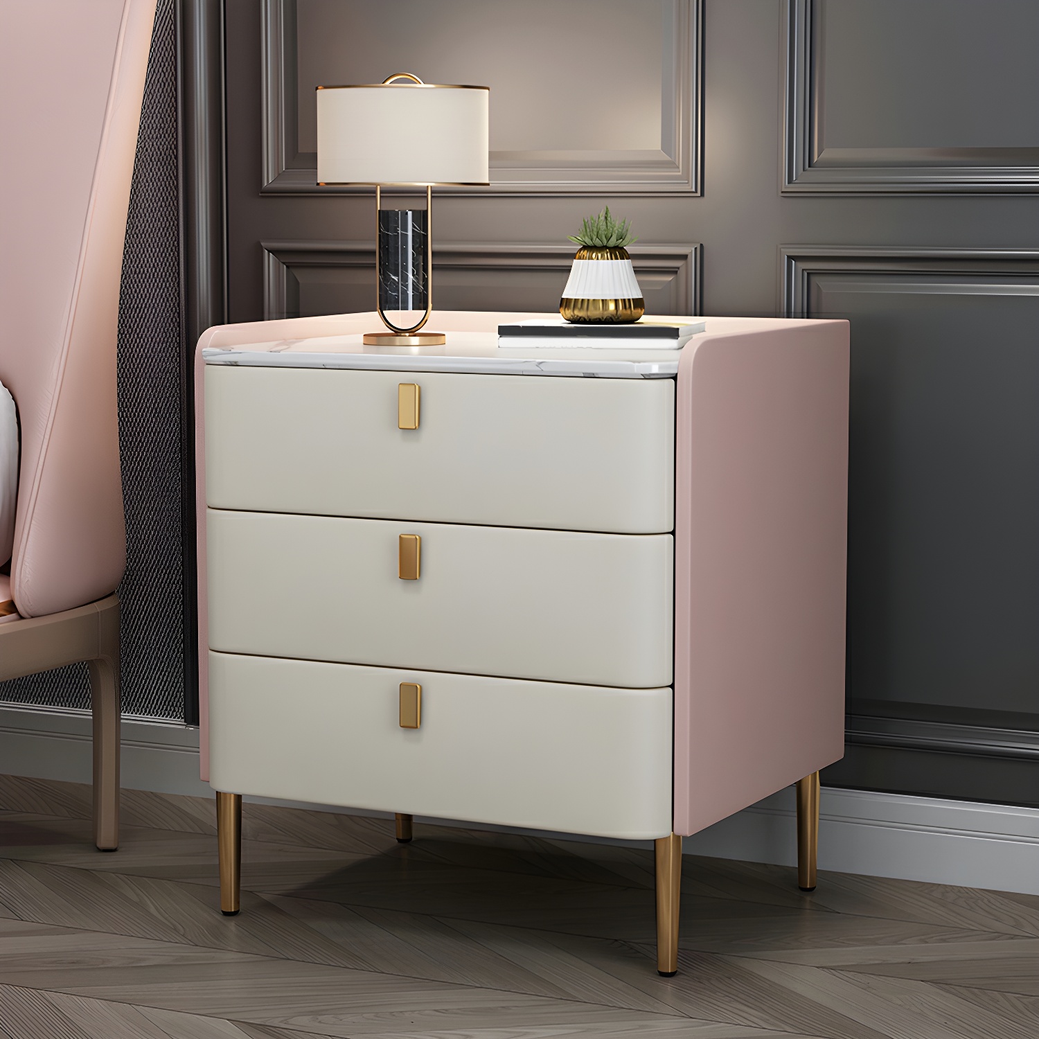 Glam Nightstand with Stone Top | Ormau - image 19