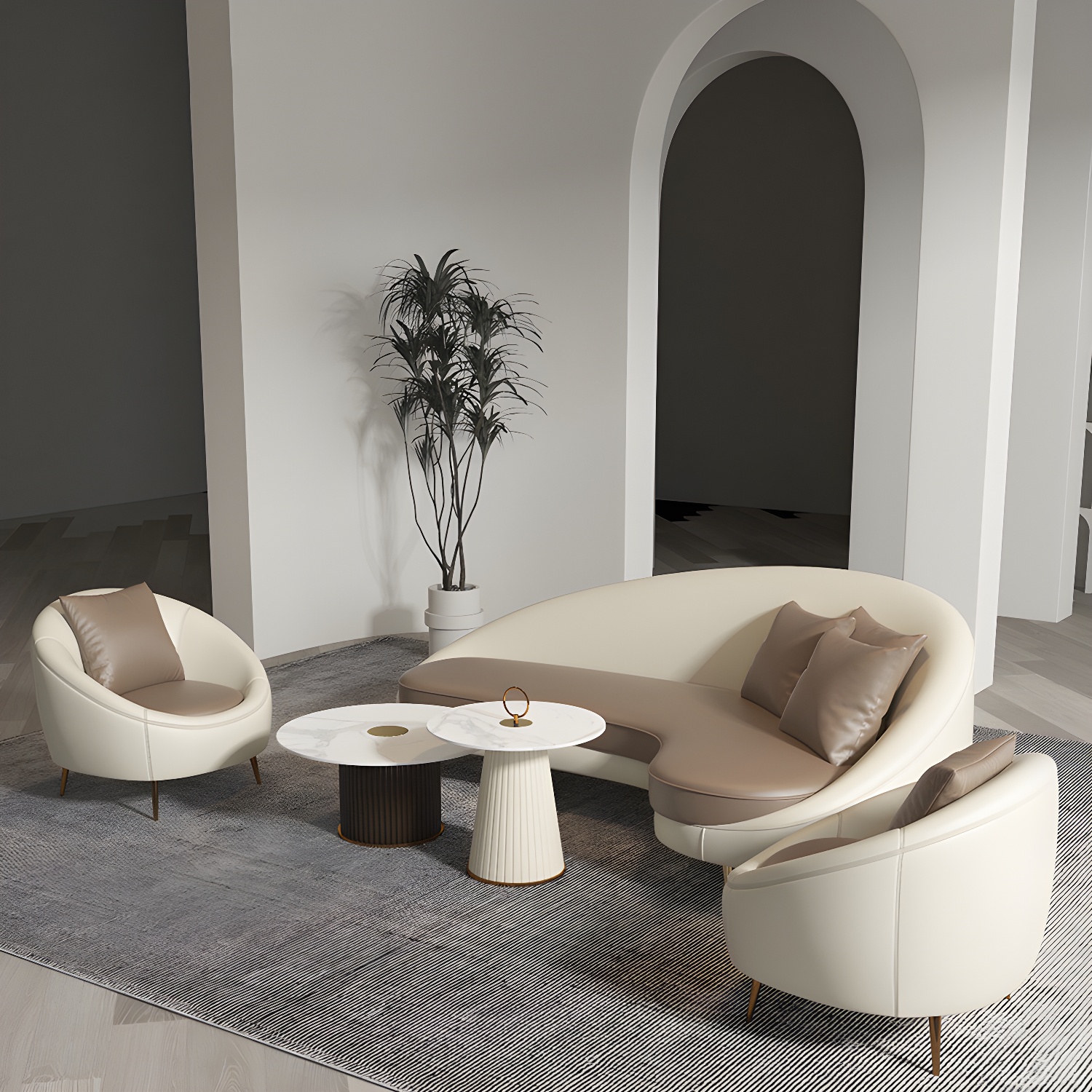Curved Faux Leather Sofa | Ormau - image 19