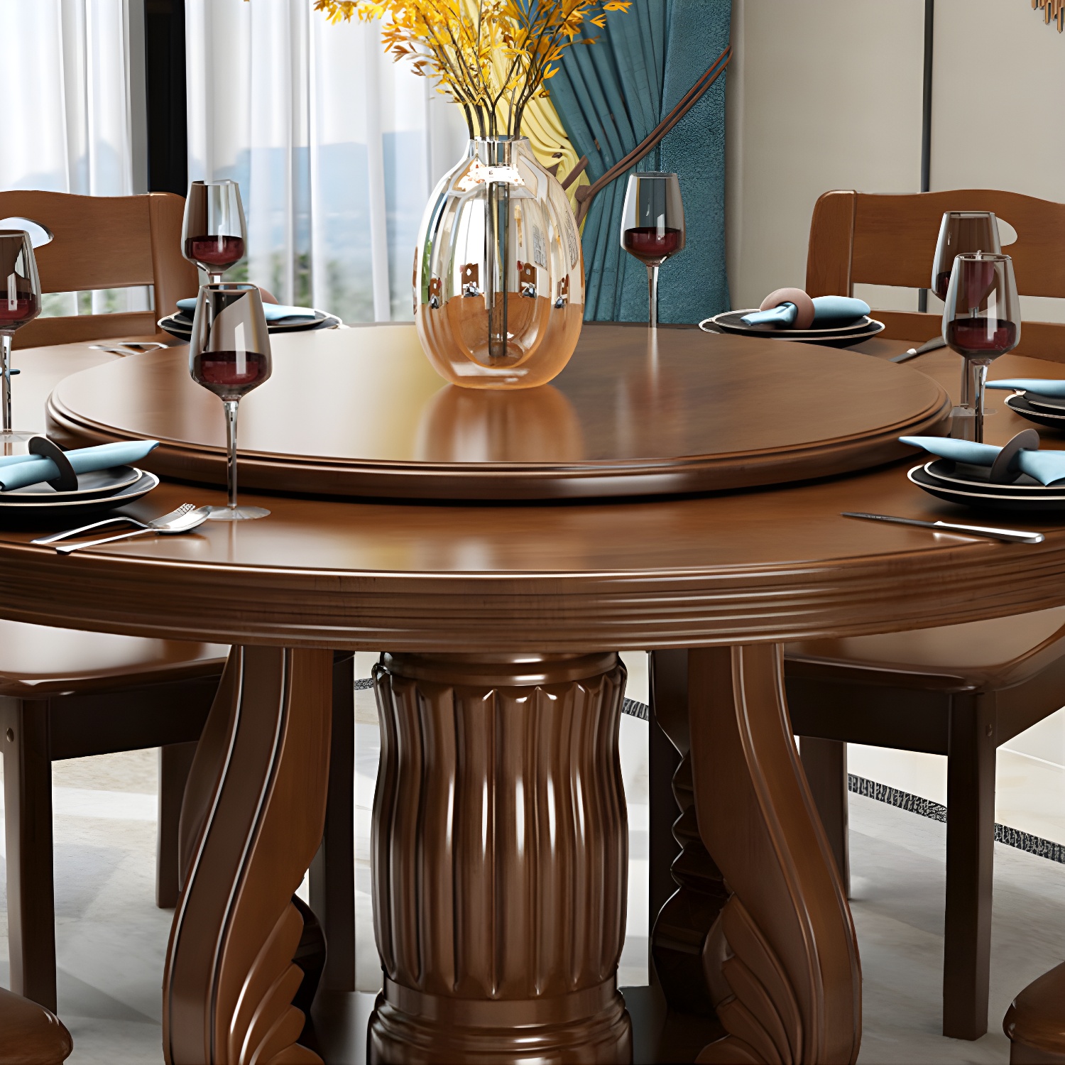 Turntable Pedestal Dining Table | Ormau - image 4