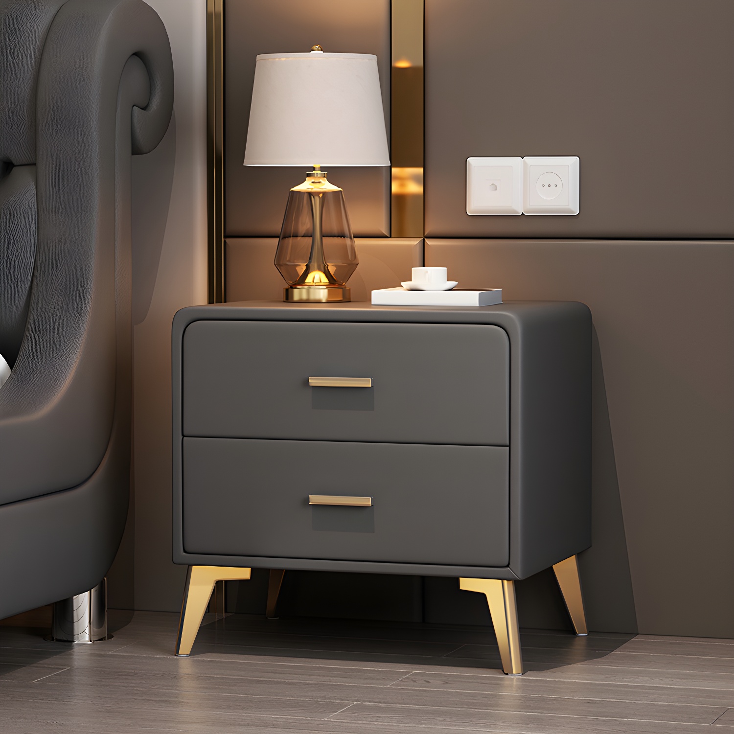 Modern Faux Leather Nightstand | Ormau - image 4