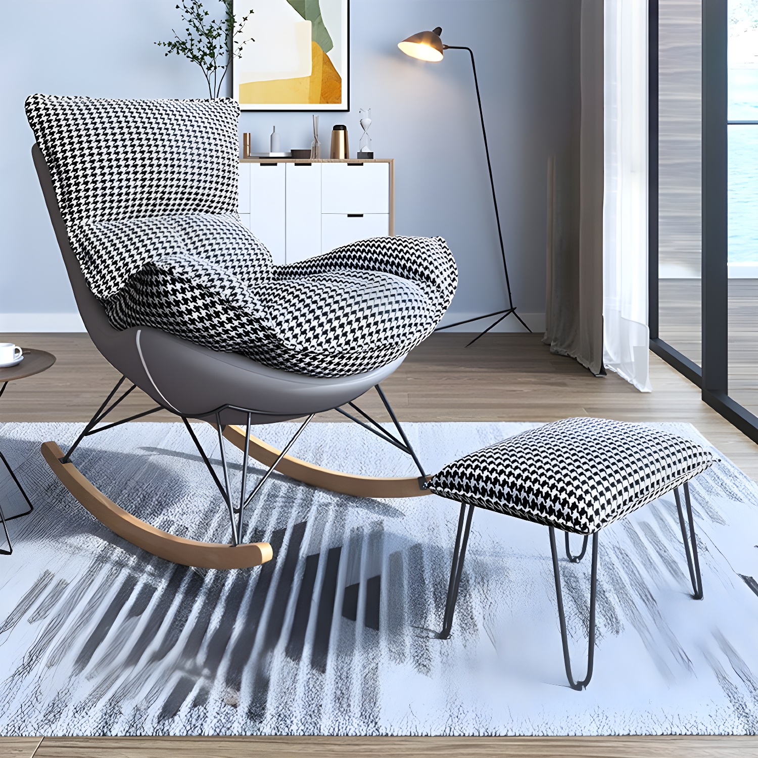 Rocking Accent Chair with Ottoman | Ormau - image 8