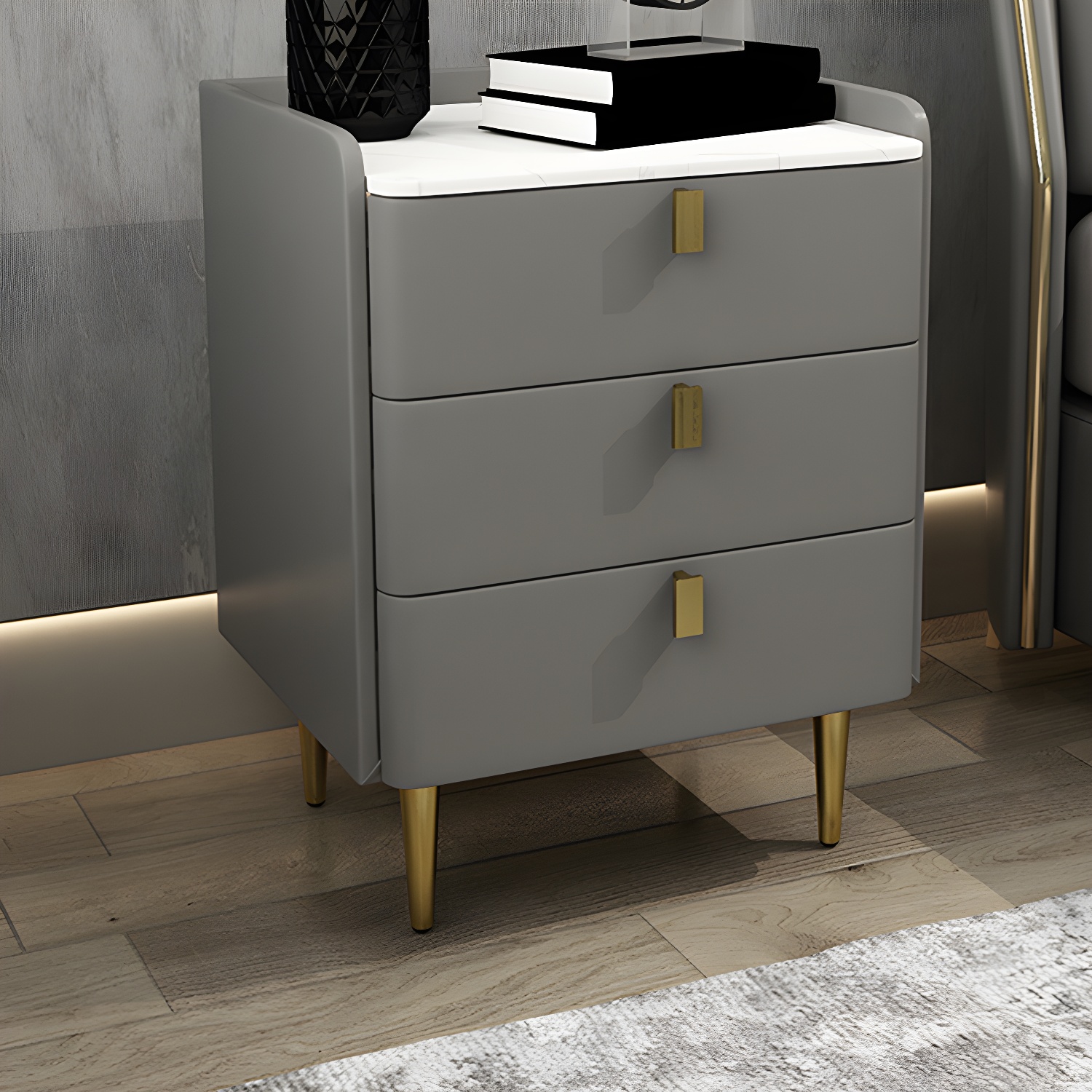 Modern Stone Top Nightstand | Ormau - image 4