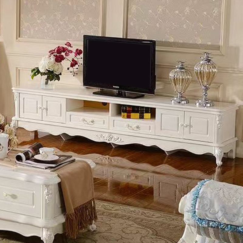 White Wood TV Stand with Cable Management | Ormau - image 1