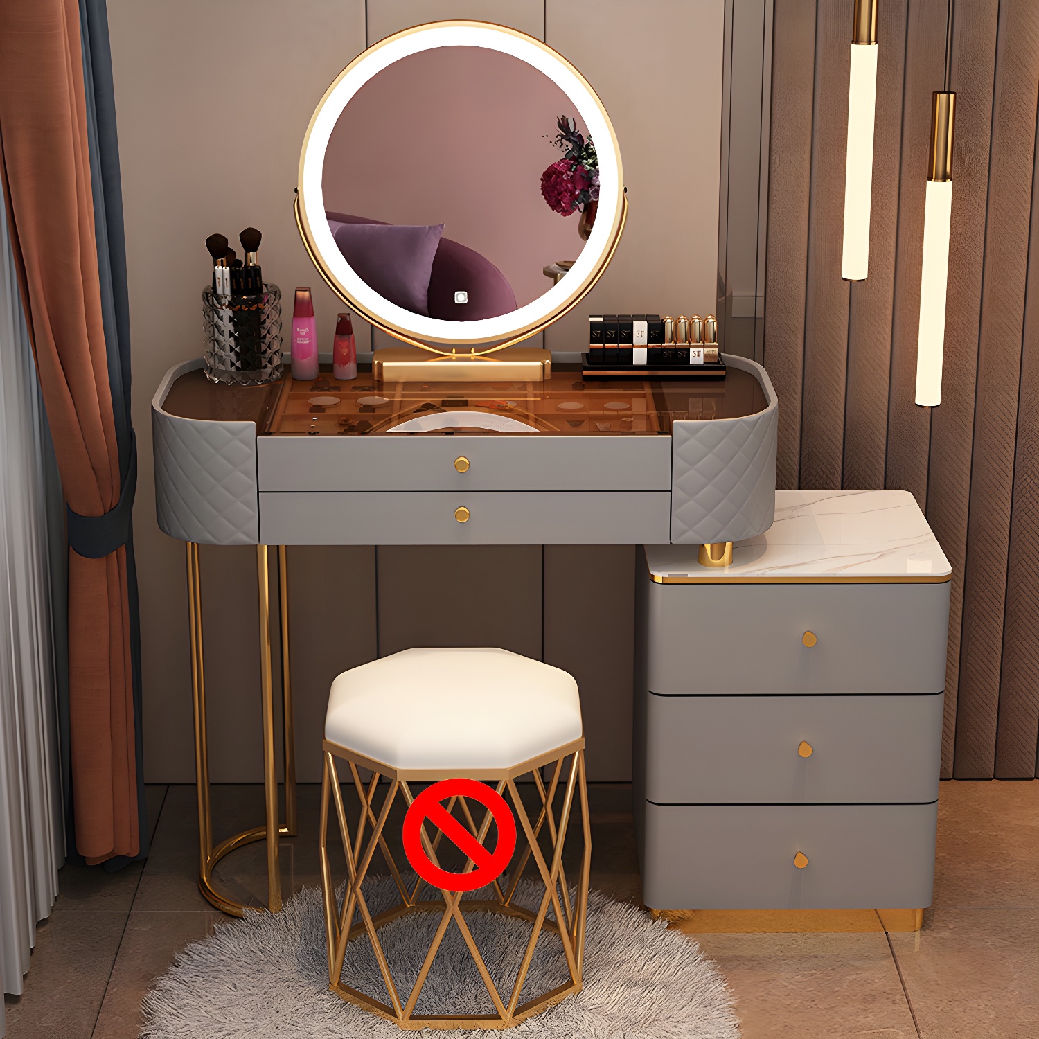 Lighted Vanity Table Set | Ormau - image 27