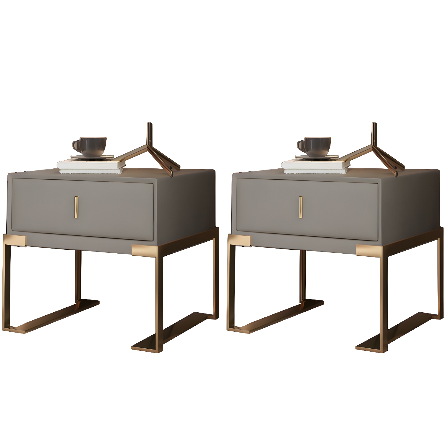 Leather Nightstand with Metal Legs | Ormau - image 35