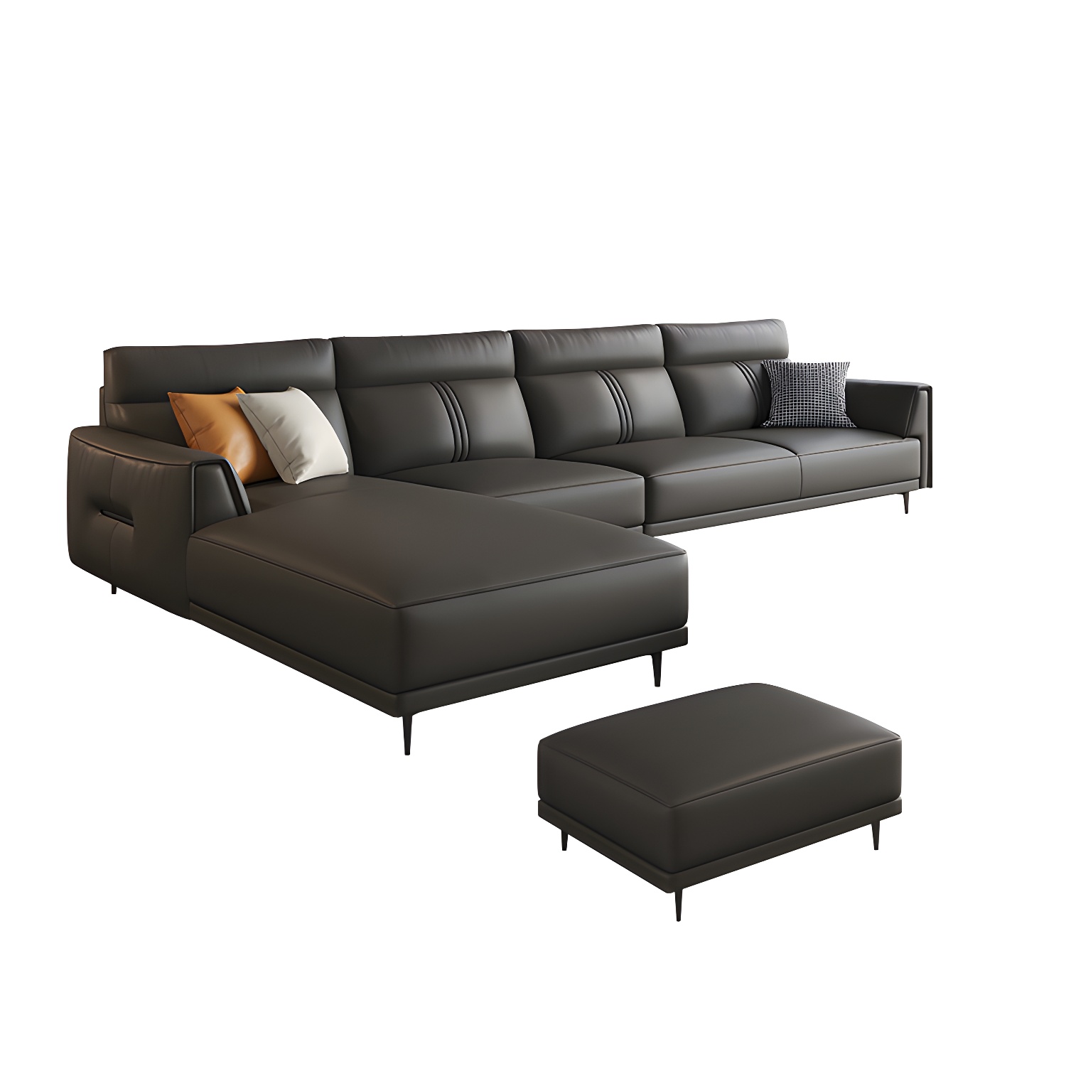 Leather Flared-Arm Sectional Sofa | Ormau - image 24