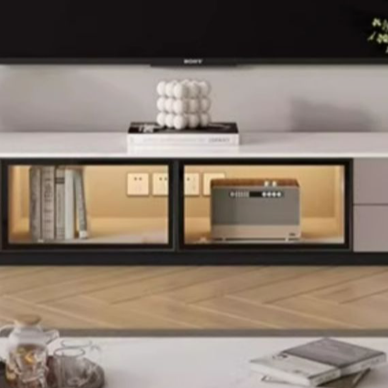 Rectangle TV Stand with Light and Gate Door | Ormau - image 11