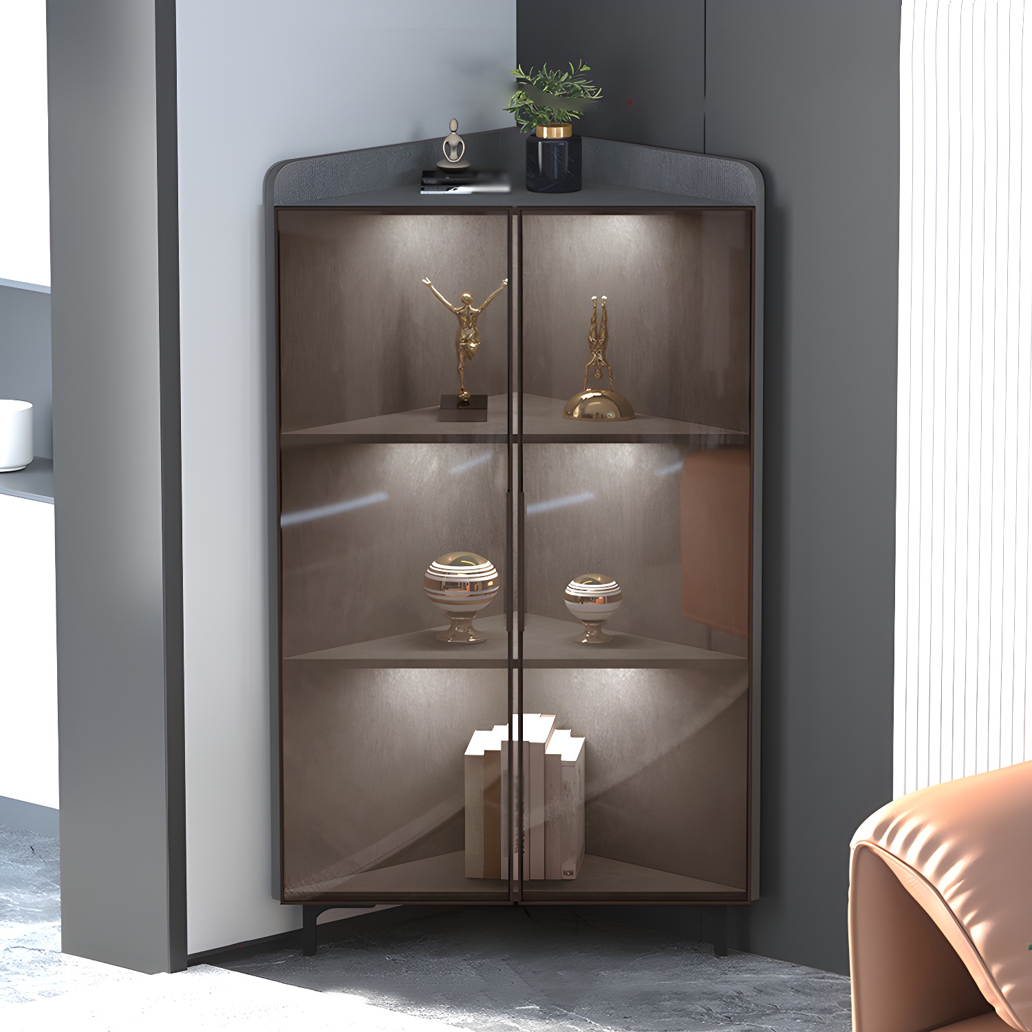 Scandinavian Corner Cabinet with Glass Doors | Ormau - image 21