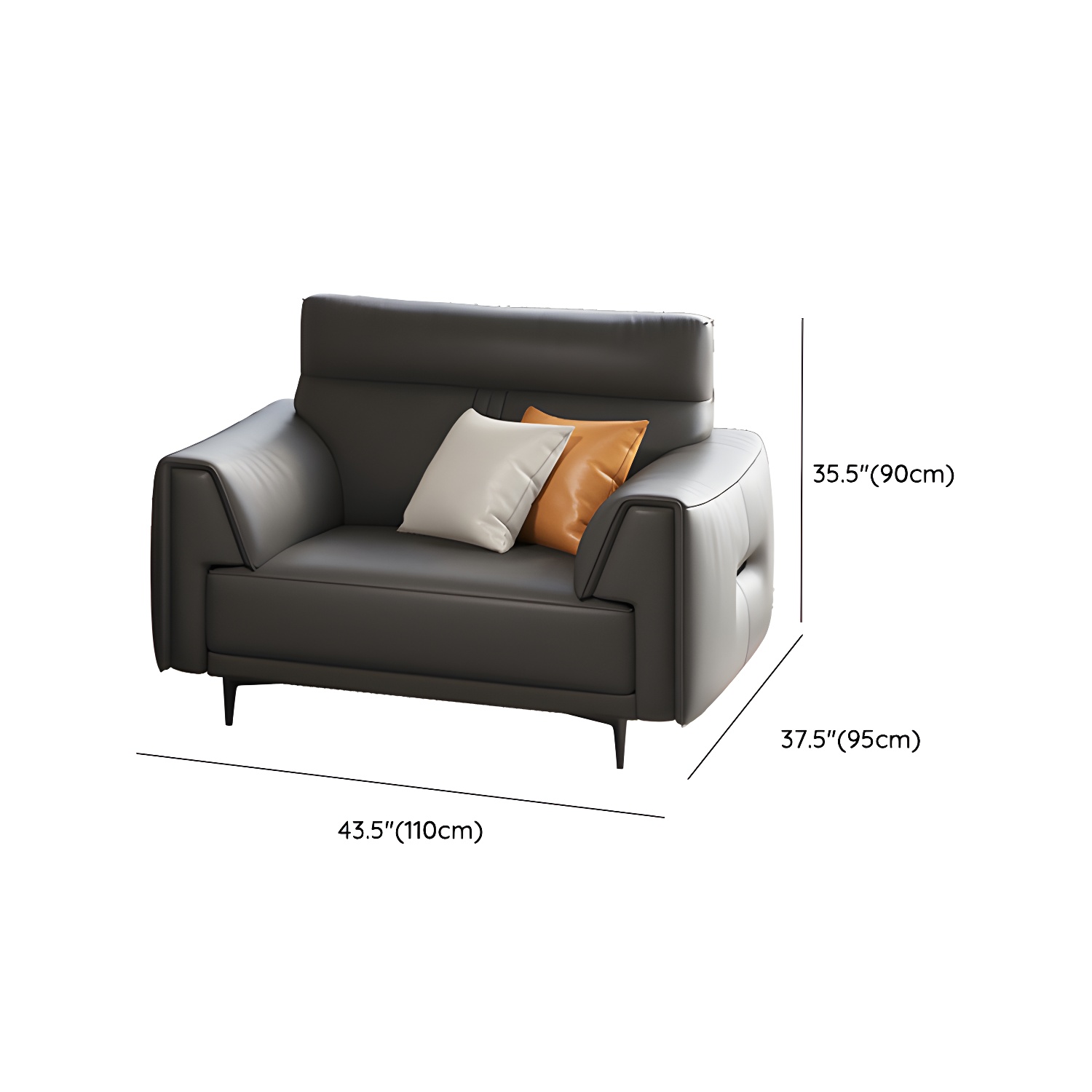 Leather Flared-Arm Sectional Sofa | Ormau - image 9
