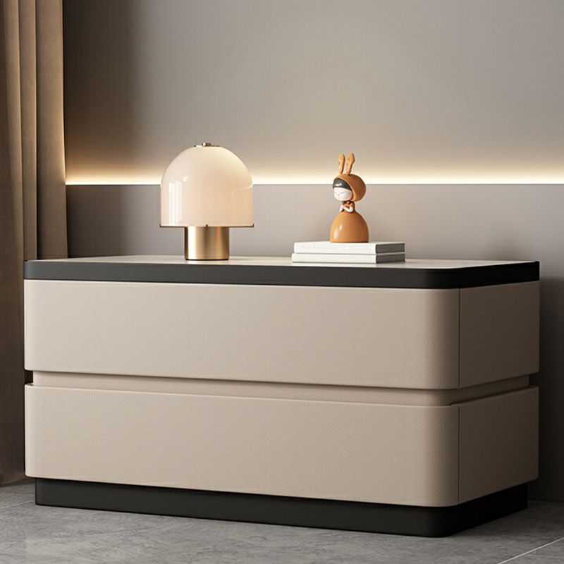 Modern Stone & Leather Nightstand | Ormau - image 12