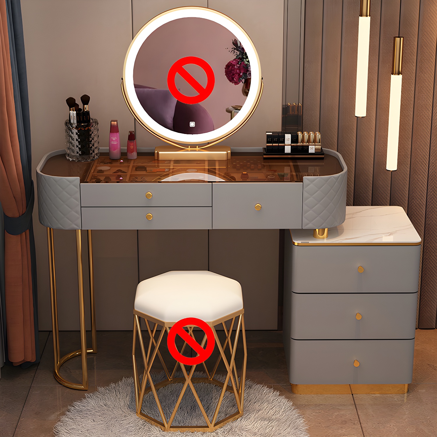 Lighted Vanity Table Set | Ormau - image 26