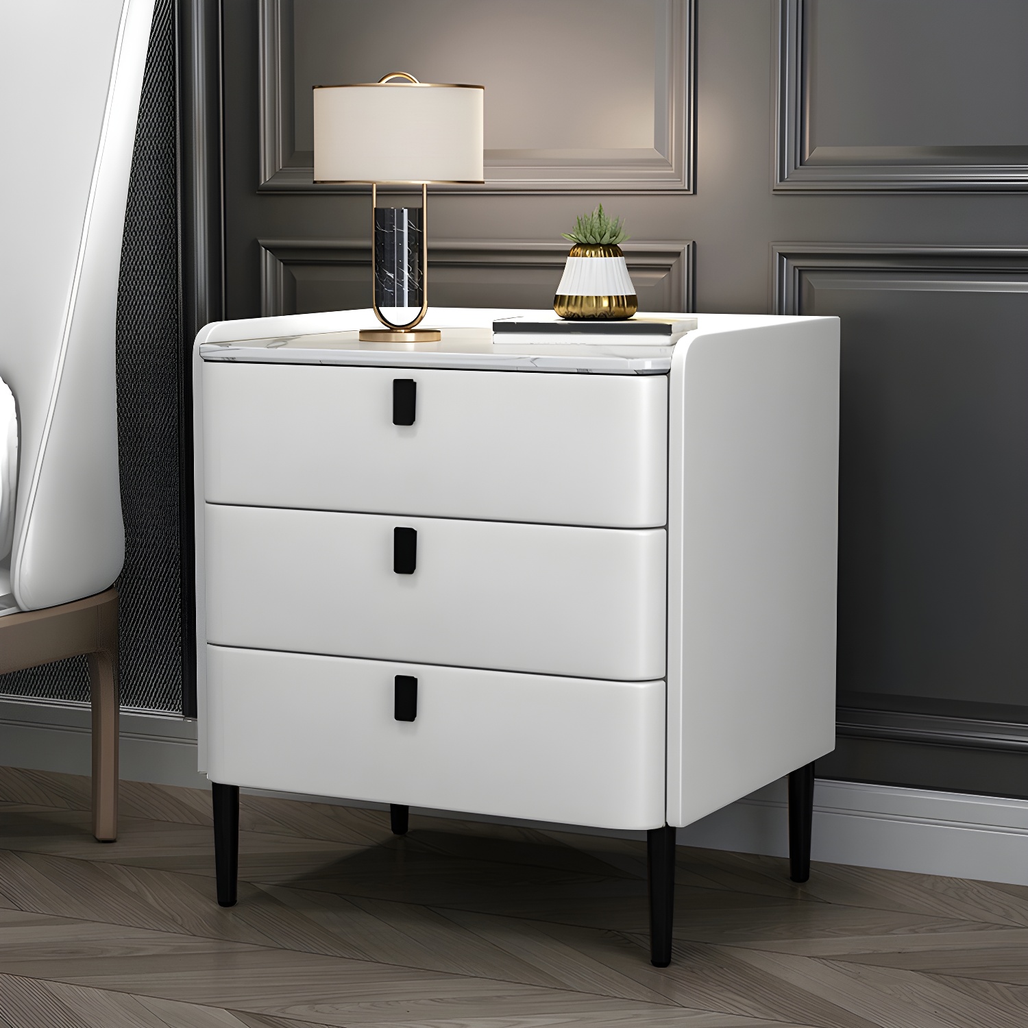 Glam Nightstand with Stone Top | Ormau - image 20