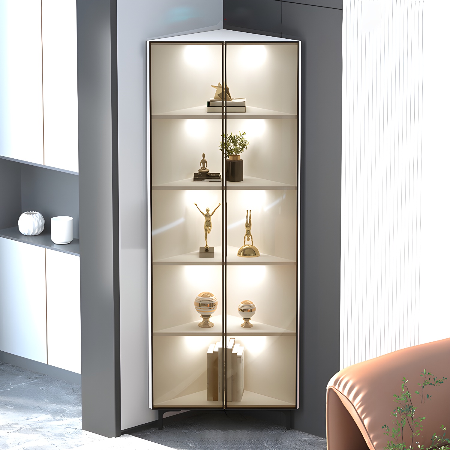 Scandinavian Corner Cabinet with Glass Doors | Ormau - image 29