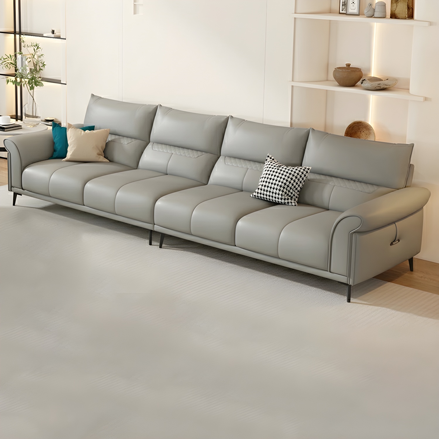 Gray Leather Sectional Sofa | Ormau - image 31