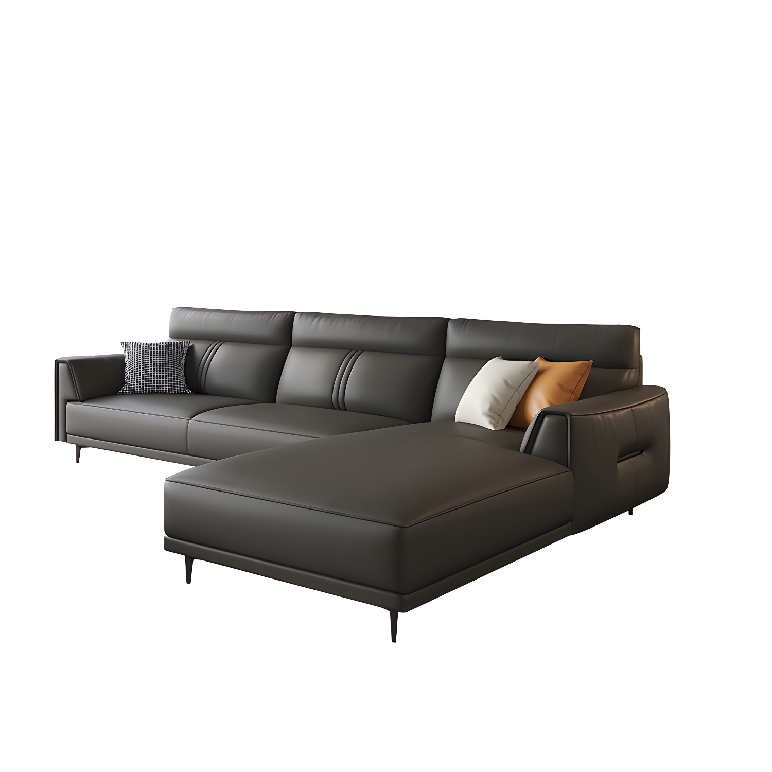 Leather Flared-Arm Sectional Sofa | Ormau - image 30