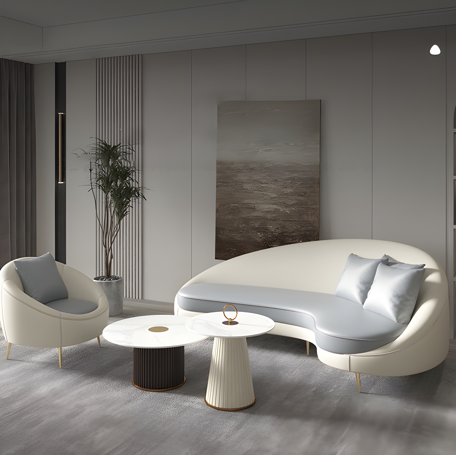 Curved Faux Leather Sofa | Ormau - image 30