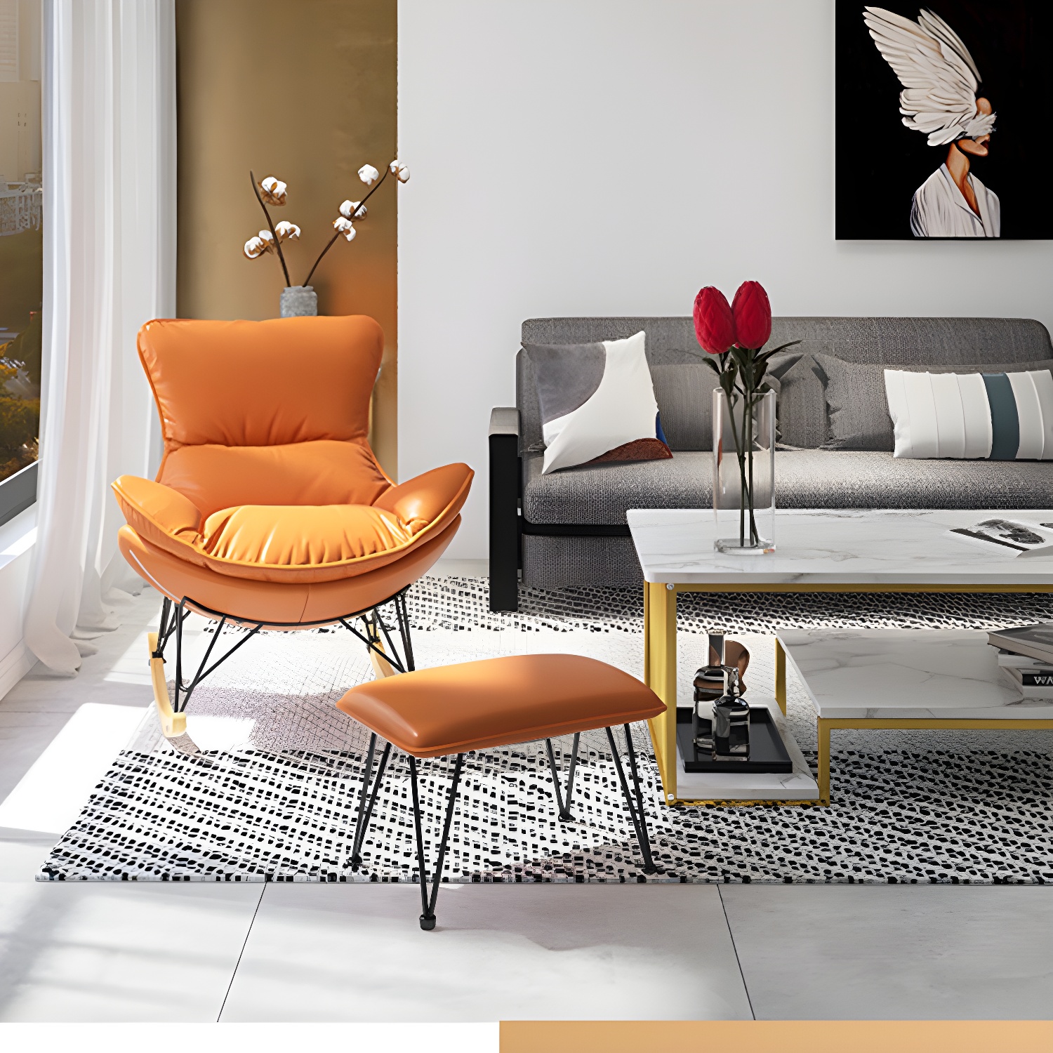Wingback Rocker & Ottoman Set | Ormau - image 22