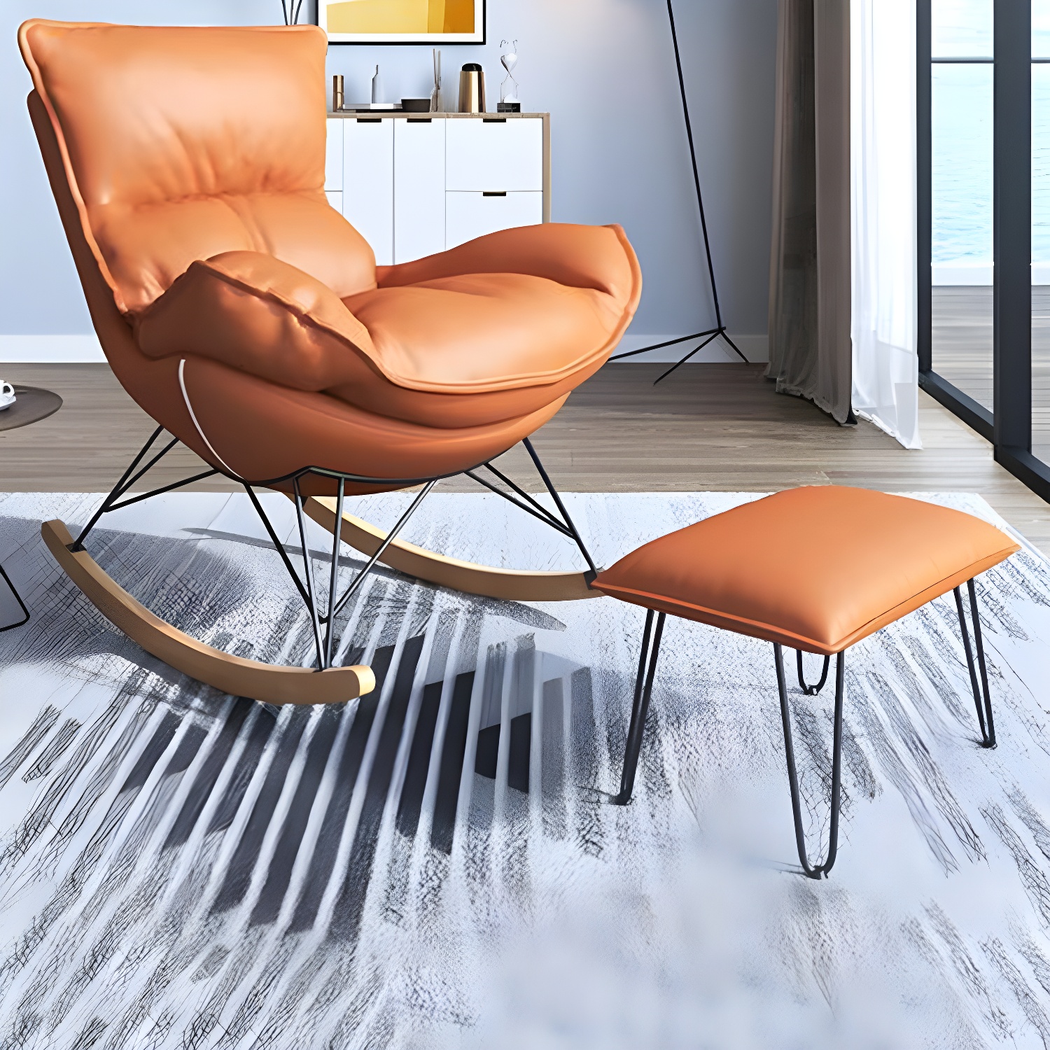 Rocking Accent Chair with Ottoman | Ormau - image 15