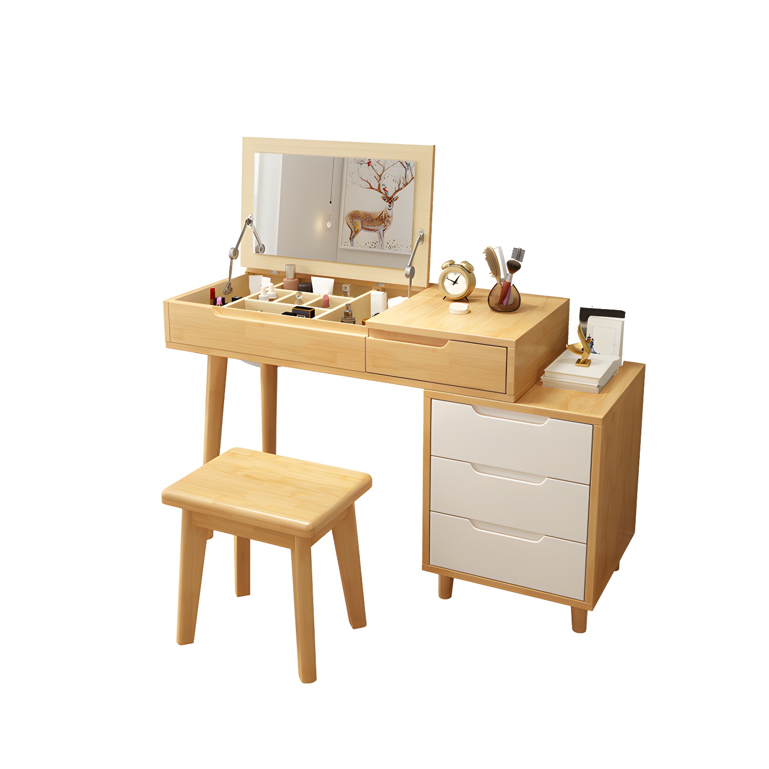 Solid Wood Makeup Vanity with Mirror | Ormau - image 24
