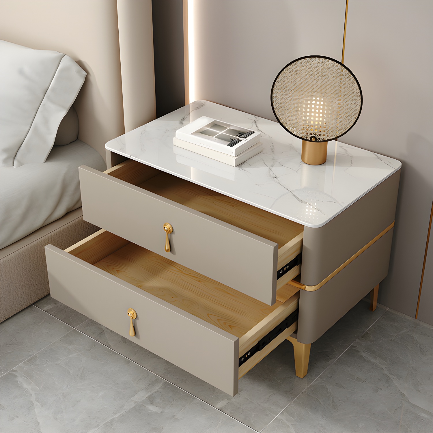 Glam Sintered Stone Nightstand | Ormau - image 11