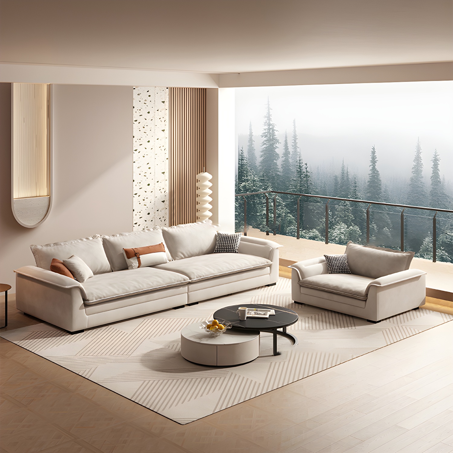 Contemporary Style Wood Frame Pillow Top Arm Sofa For Living Room - image 2