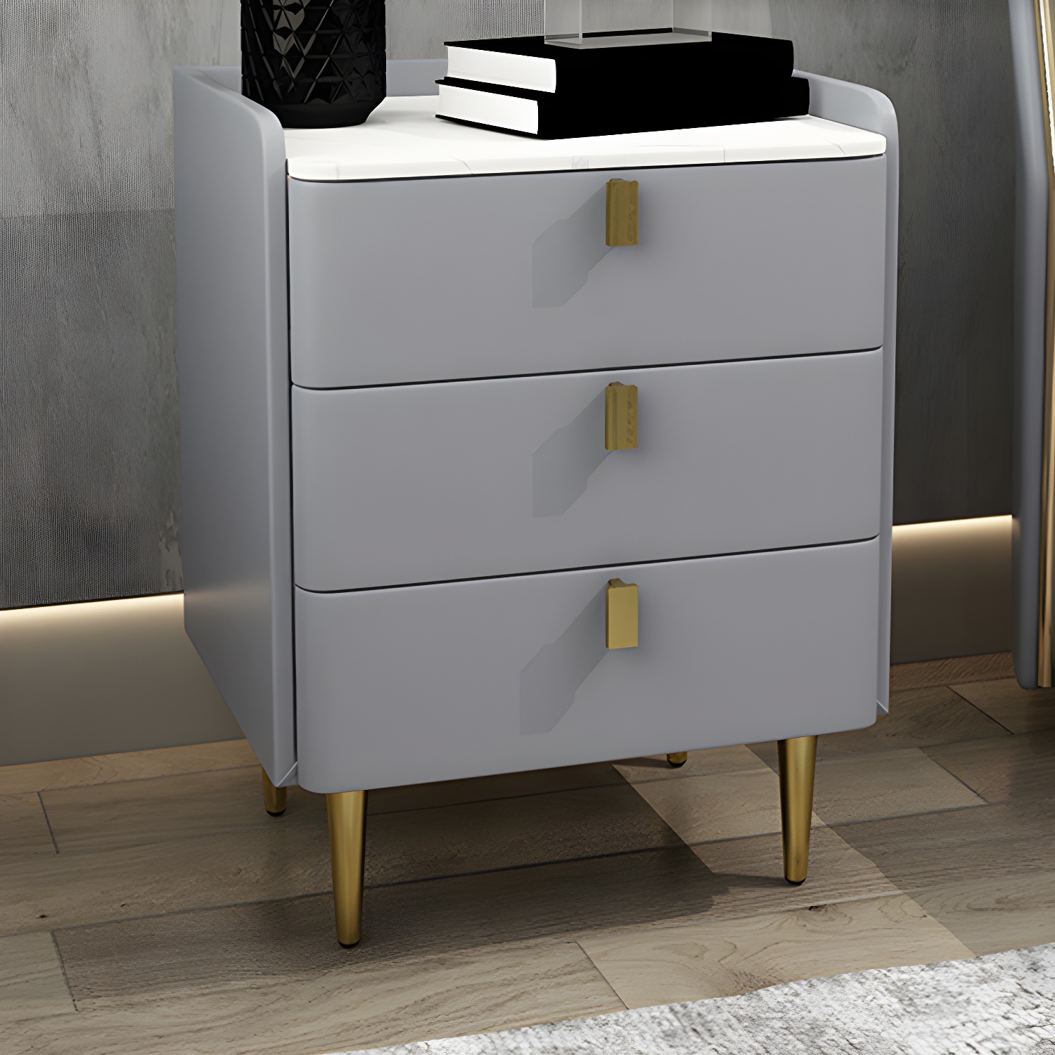 Modern Stone Top Nightstand | Ormau - image 5