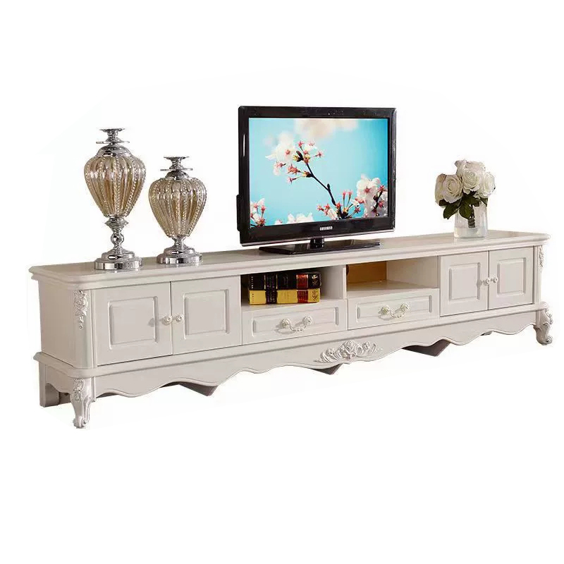 White Wood TV Stand with Cable Management | Ormau - image 8