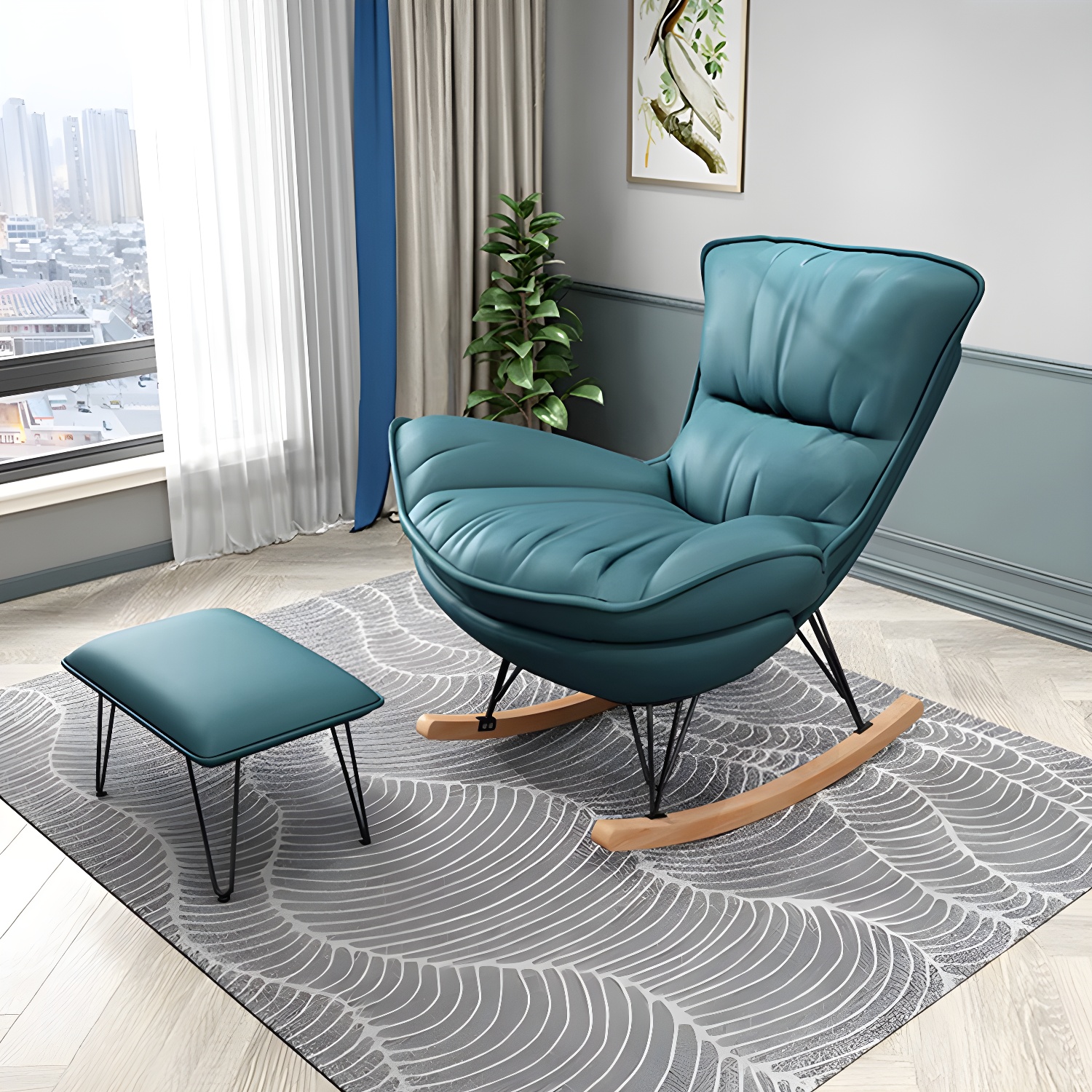 Modern Rocking Chair with Ottoman | Ormau - image 1