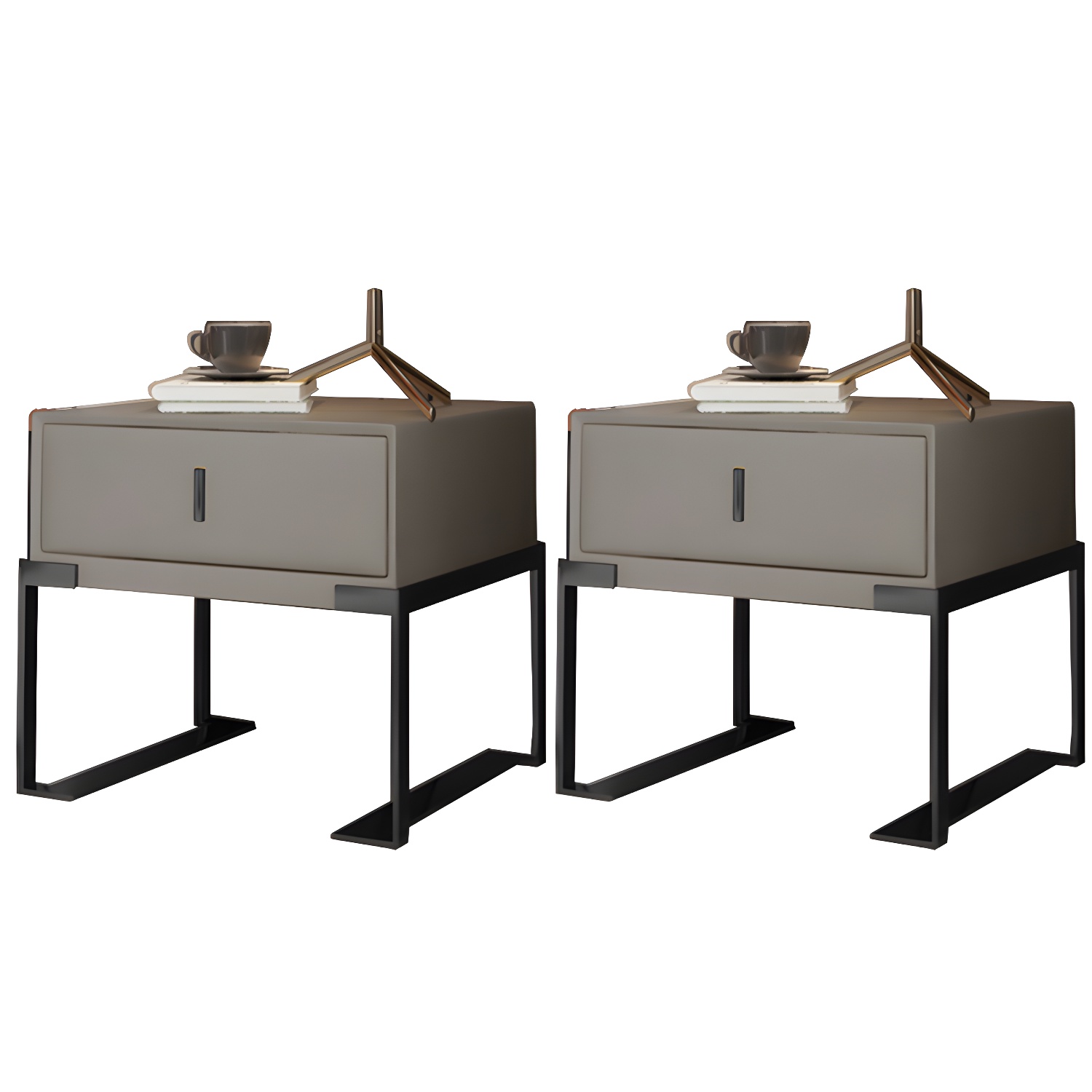 Leather Nightstand with Metal Legs | Ormau - image 49